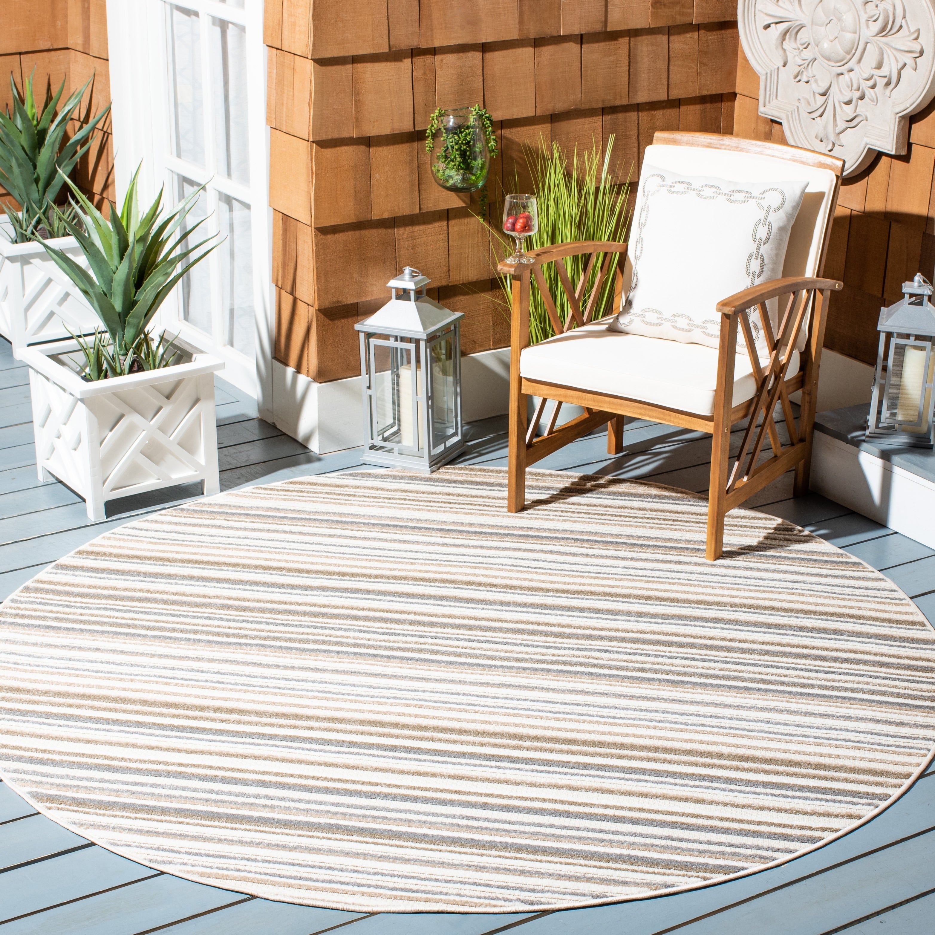 Tapis de patio imperméable à rayures pour intérieur/extérieur SAFAVIEH Cabana Gafia