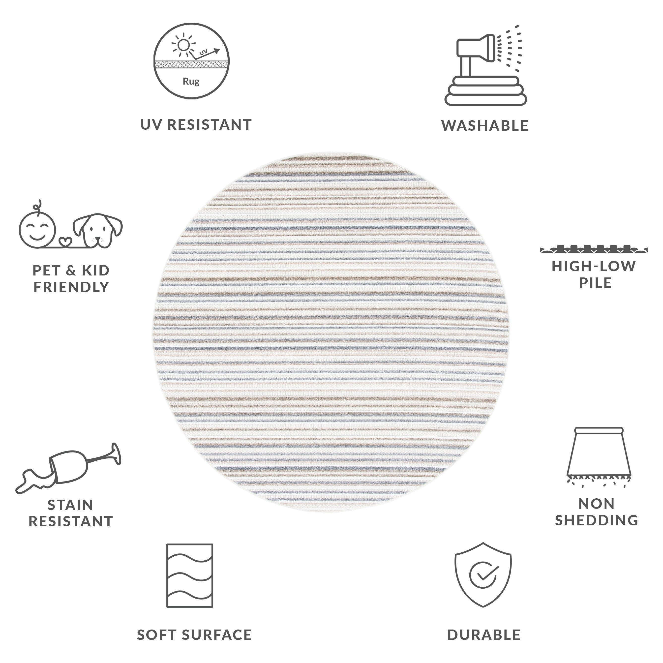 Tapis de patio imperméable à rayures pour intérieur/extérieur SAFAVIEH Cabana Gafia