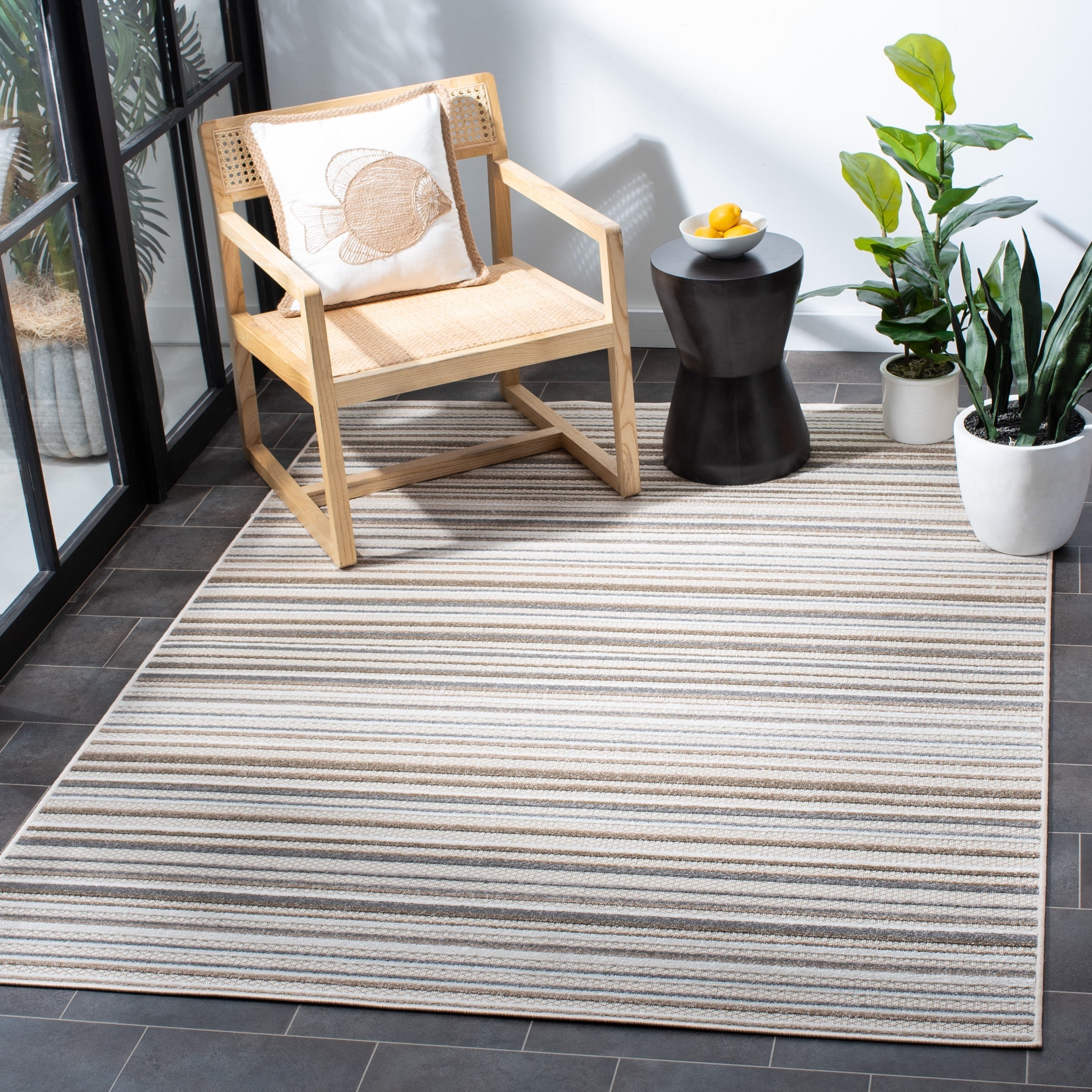 Tapis de patio imperméable à rayures pour intérieur/extérieur SAFAVIEH Cabana Gafia