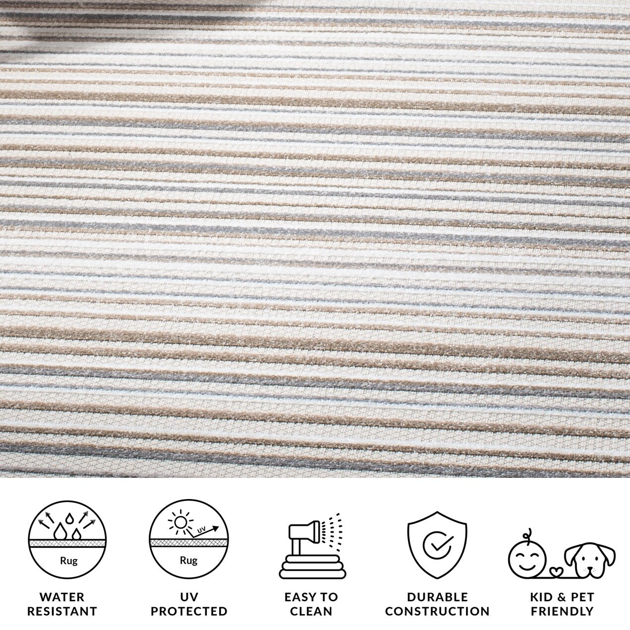 Tapis de patio imperméable à rayures pour intérieur/extérieur SAFAVIEH Cabana Gafia