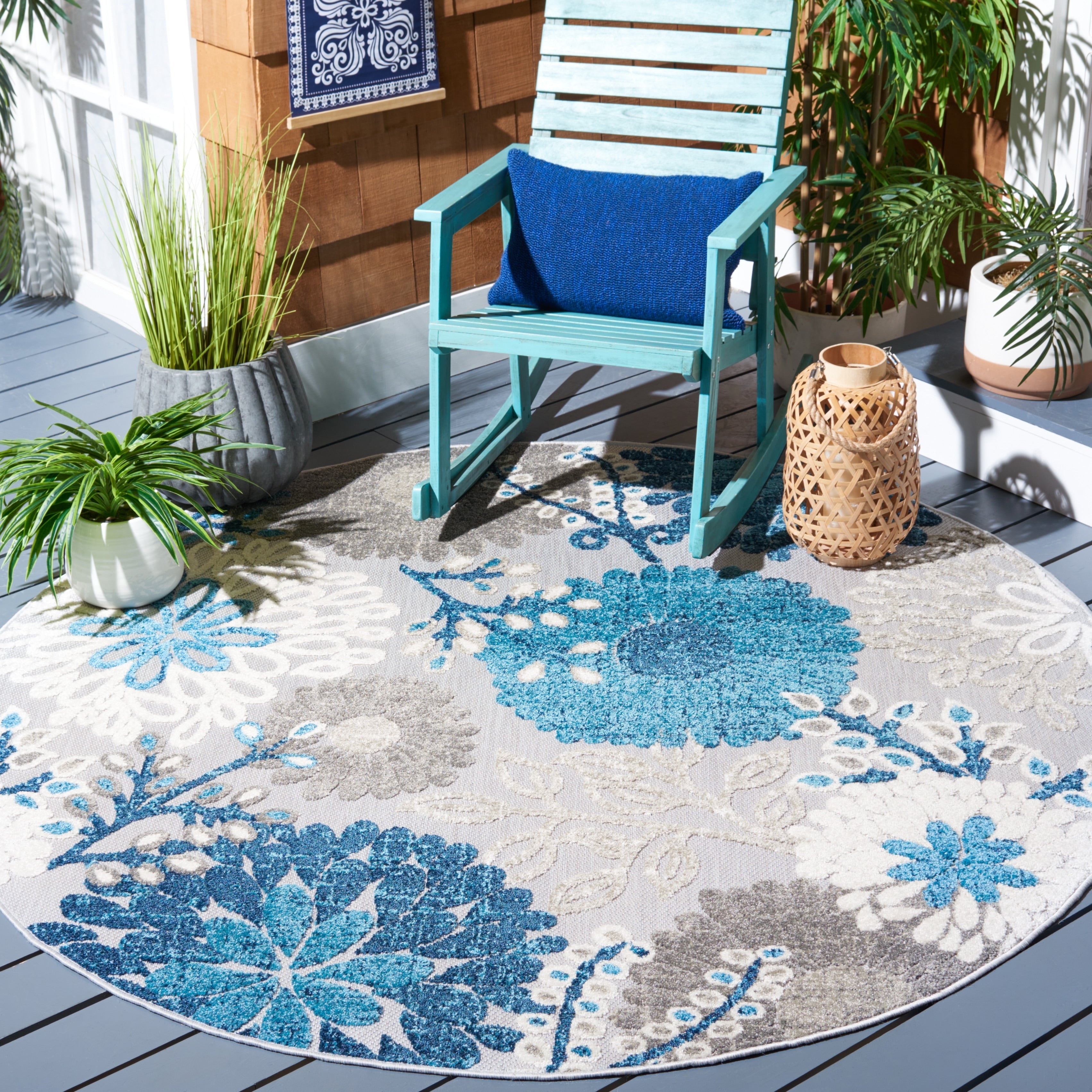 SAFAVIEH Tapis floral de patio imperméable intérieur/extérieur Cabana Hillechien
