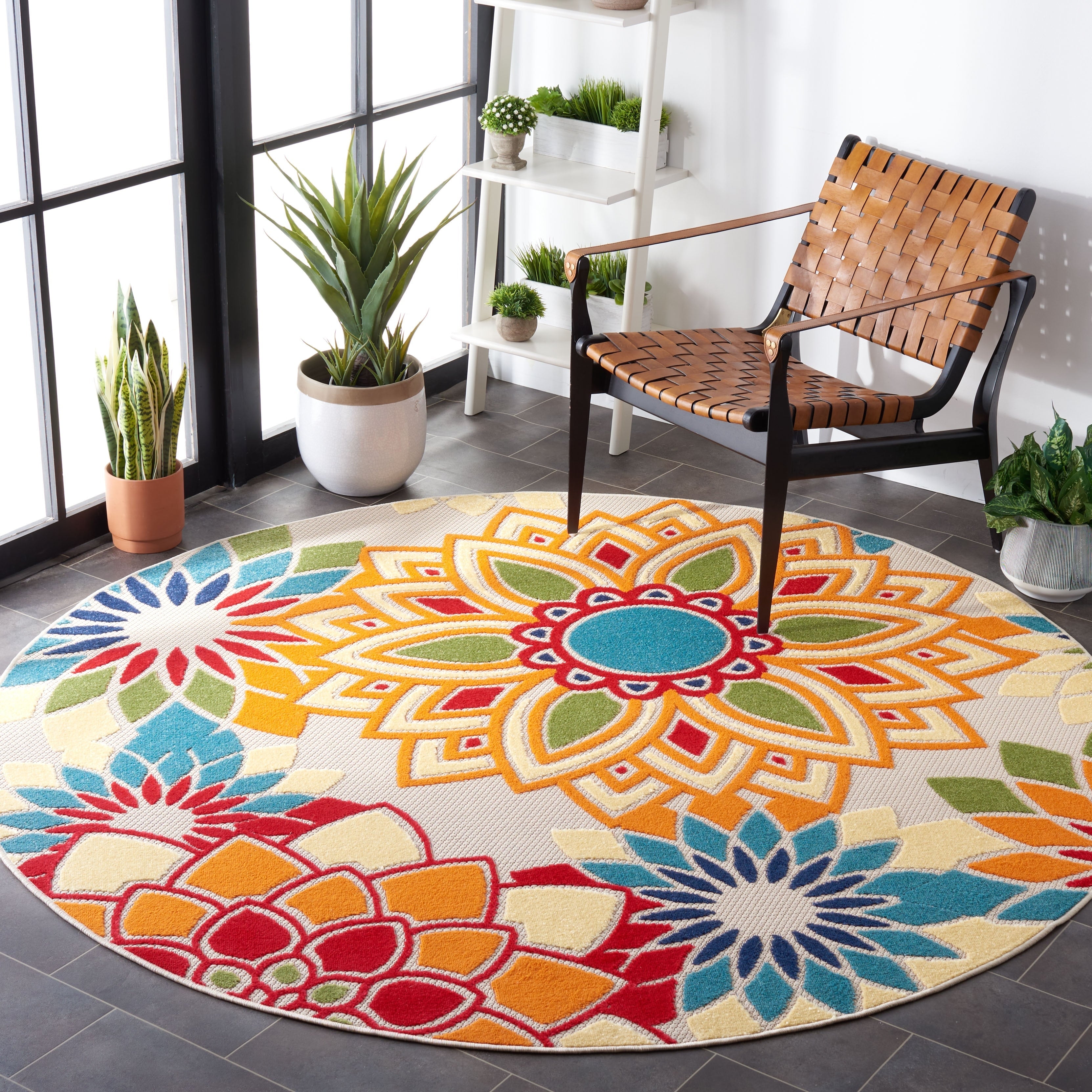 Tapis de patio imperméable à motif floral pour intérieur/extérieur SAFAVIEH Cabana Ingke