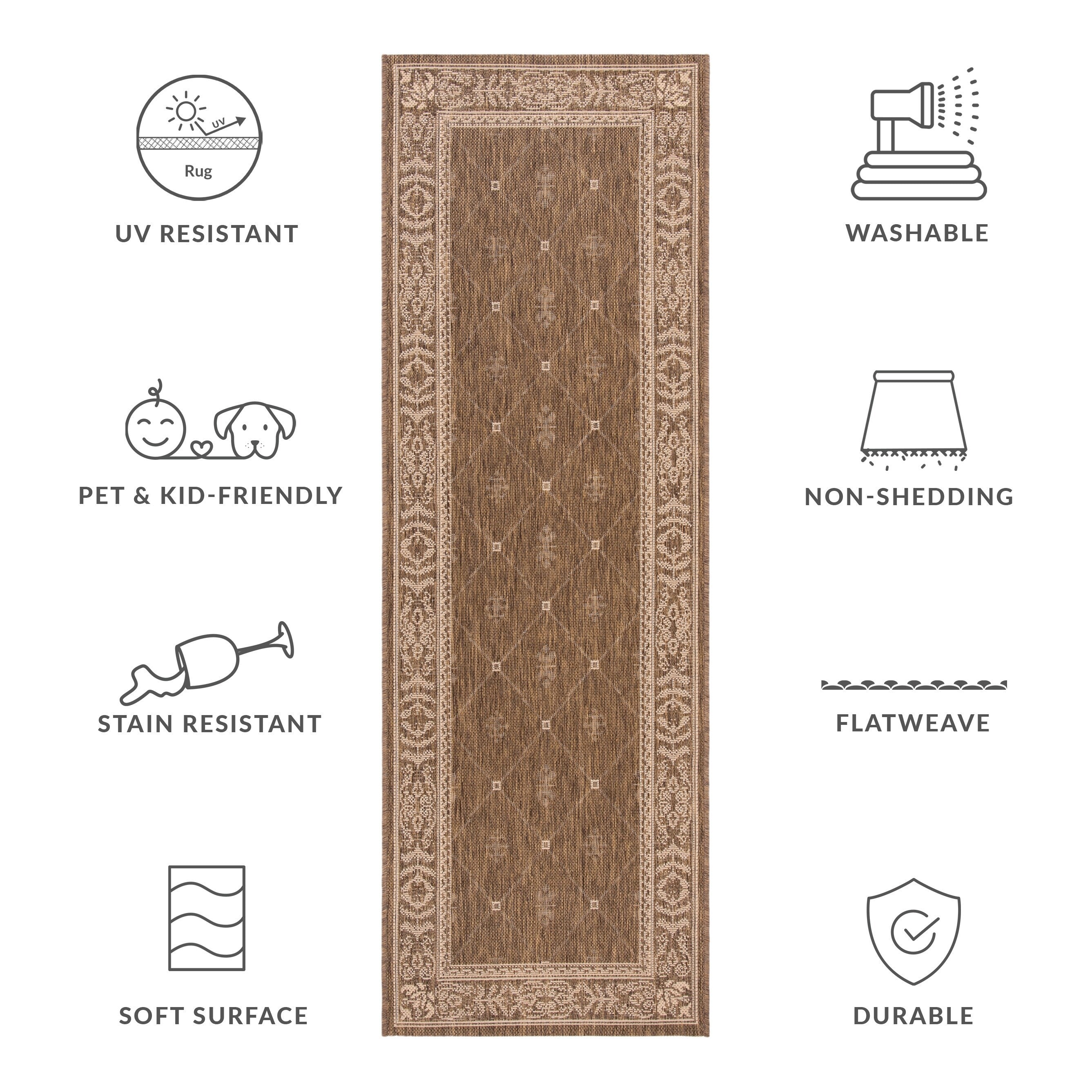 Tapis de jardin imperméable pour intérieur/extérieur SAFAVIEH Courtyard Hendrina