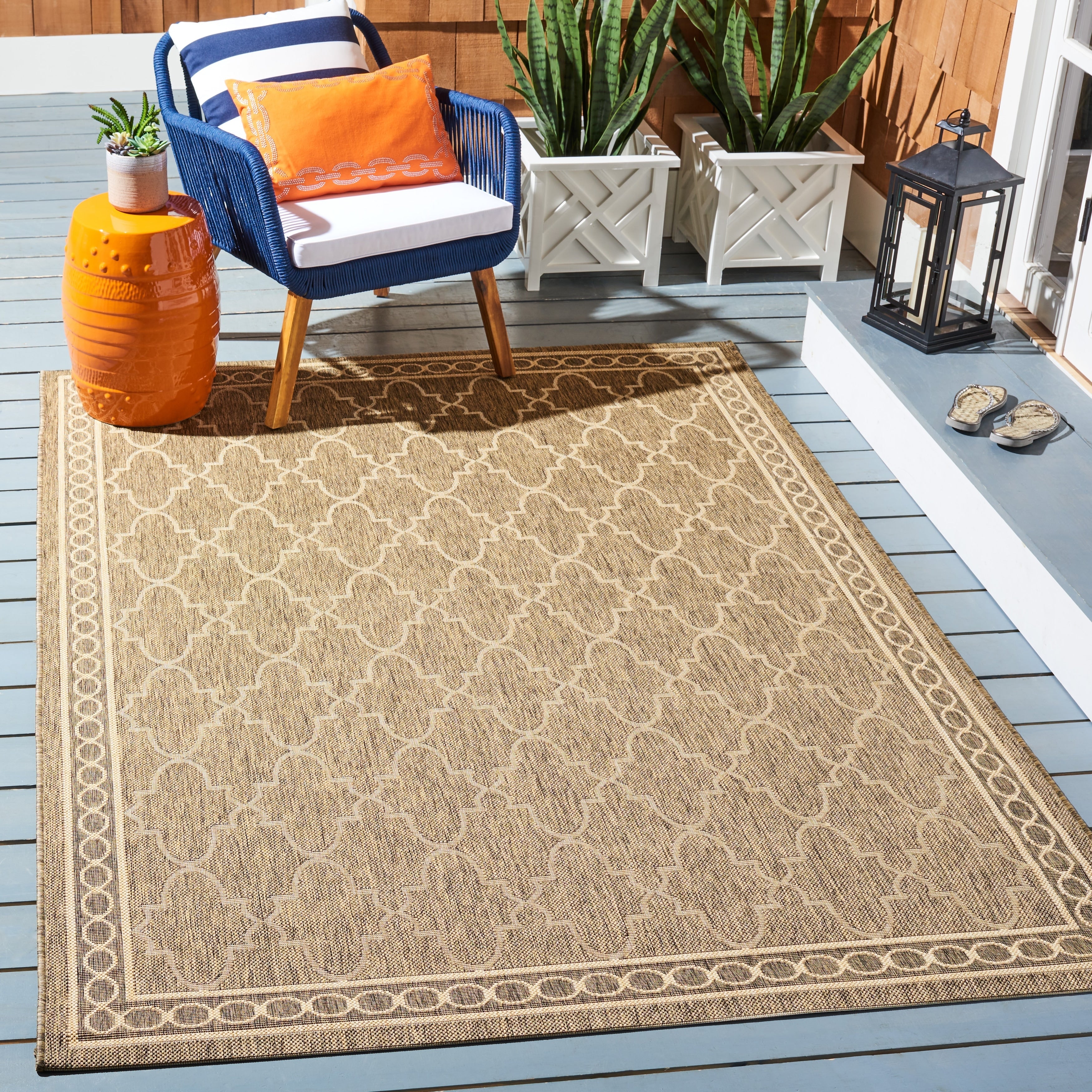 Tapis de jardin imperméable pour intérieur/extérieur SAFAVIEH Courtyard Janell Treillis
