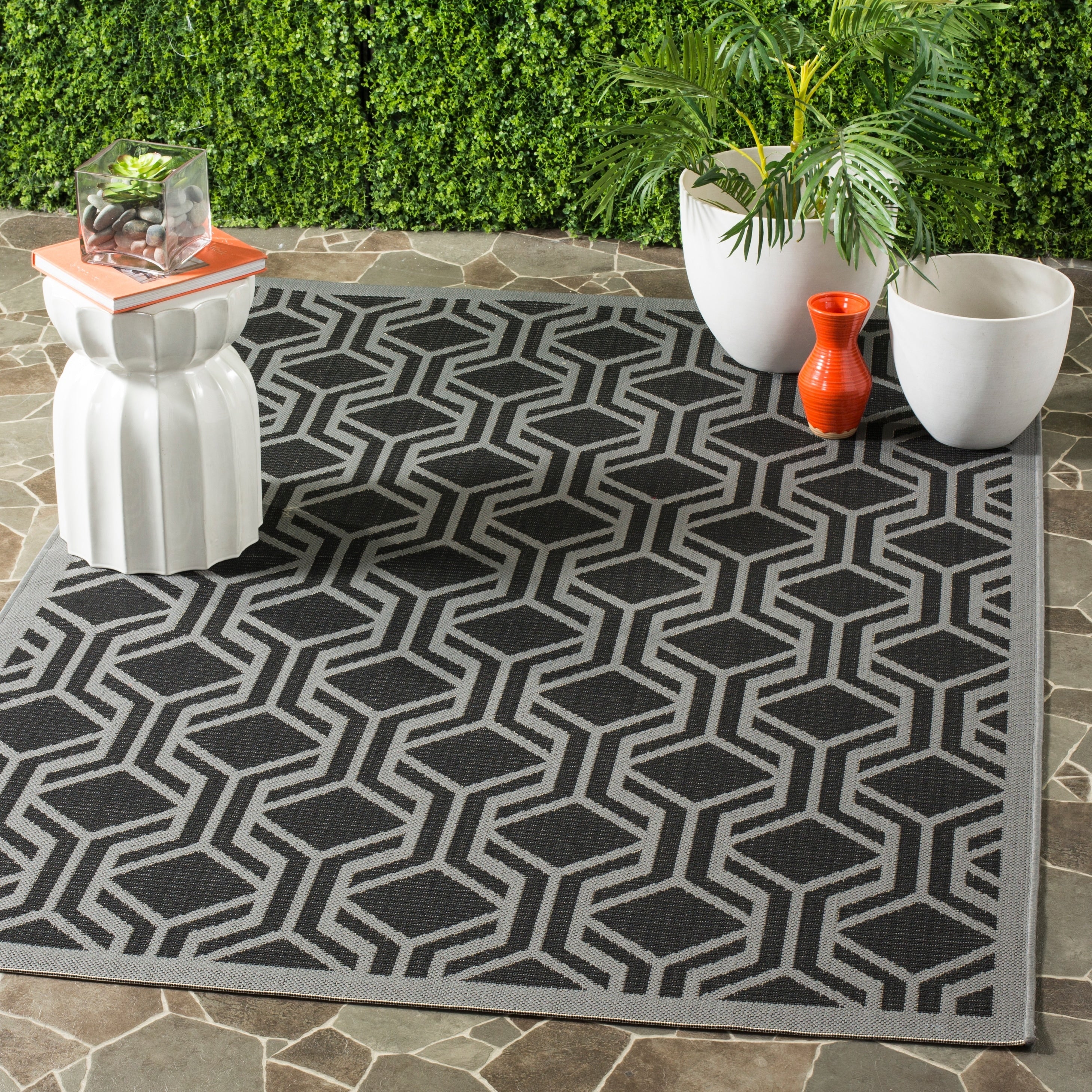 Tapis de jardin imperméable pour intérieur/extérieur SAFAVIEH Courtyard Jeanine