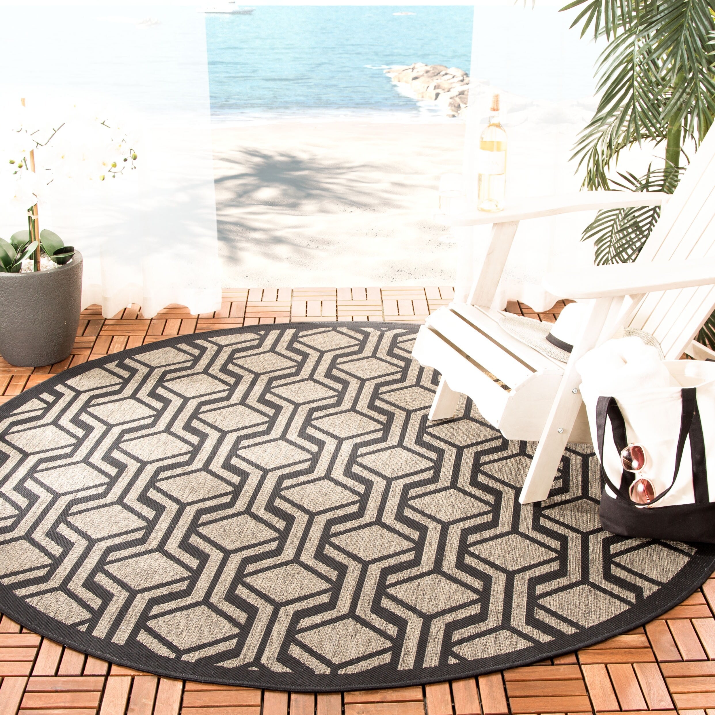 Tapis de jardin imperméable pour intérieur/extérieur SAFAVIEH Courtyard Jeanine