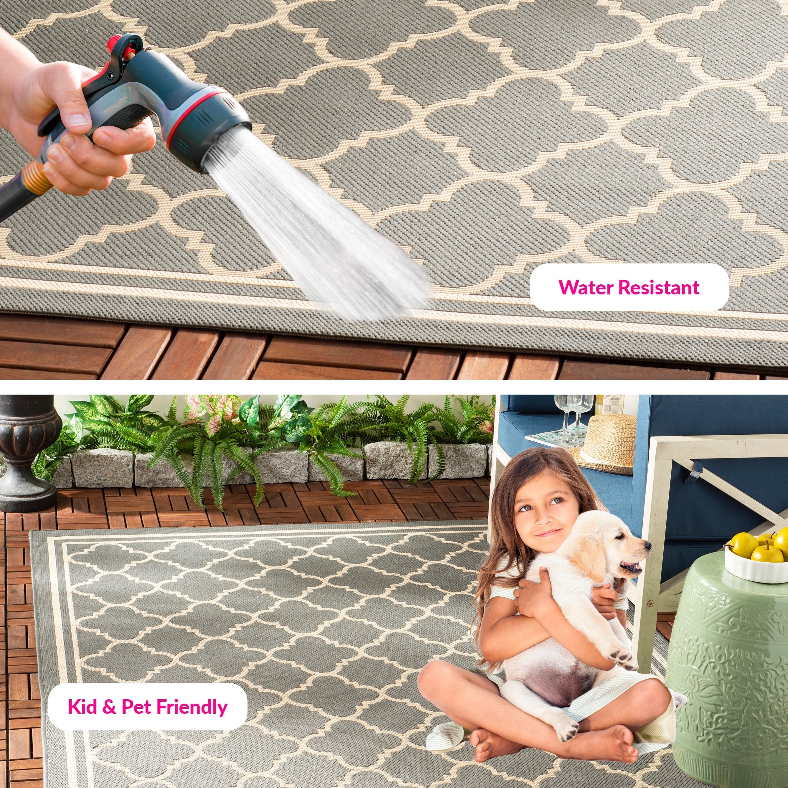 Tapis de jardin imperméable d'intérieur/extérieur SAFAVIEH Courtyard Kristelle