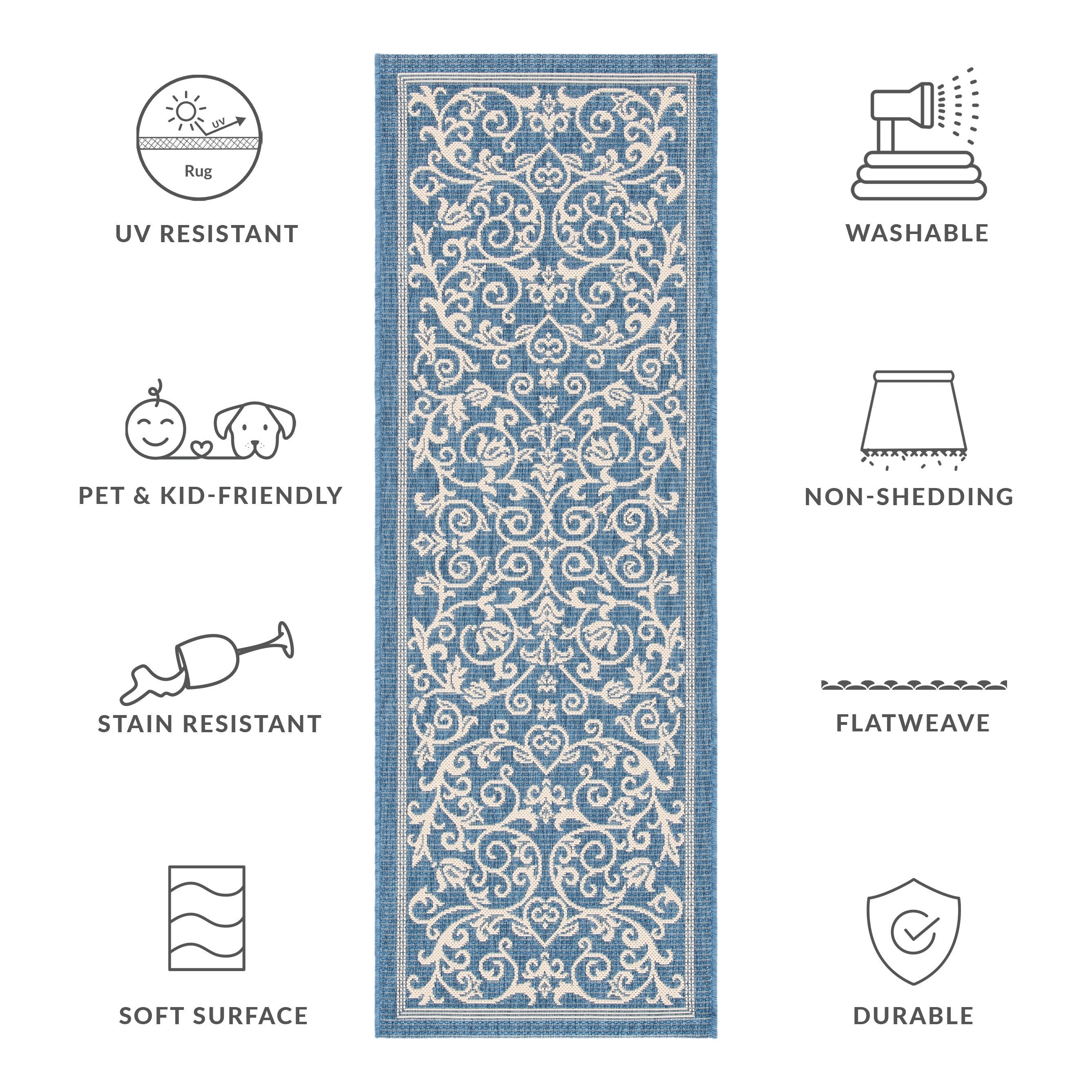 Tapis de jardin imperméable d'intérieur/extérieur SAFAVIEH Courtyard Miljeta