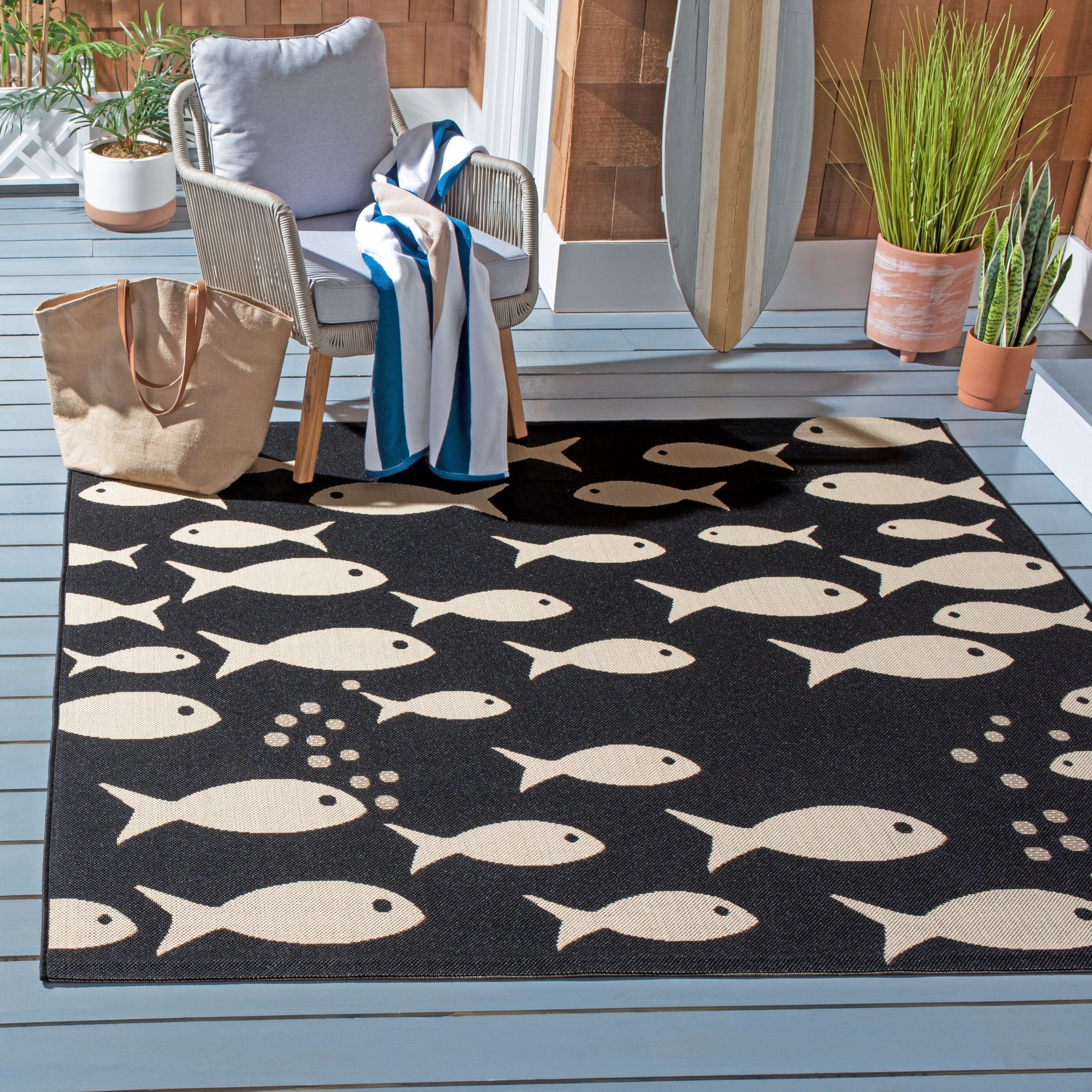 Tapis de jardin imperméable pour intérieur/extérieur SAFAVIEH Courtyard Ragne
