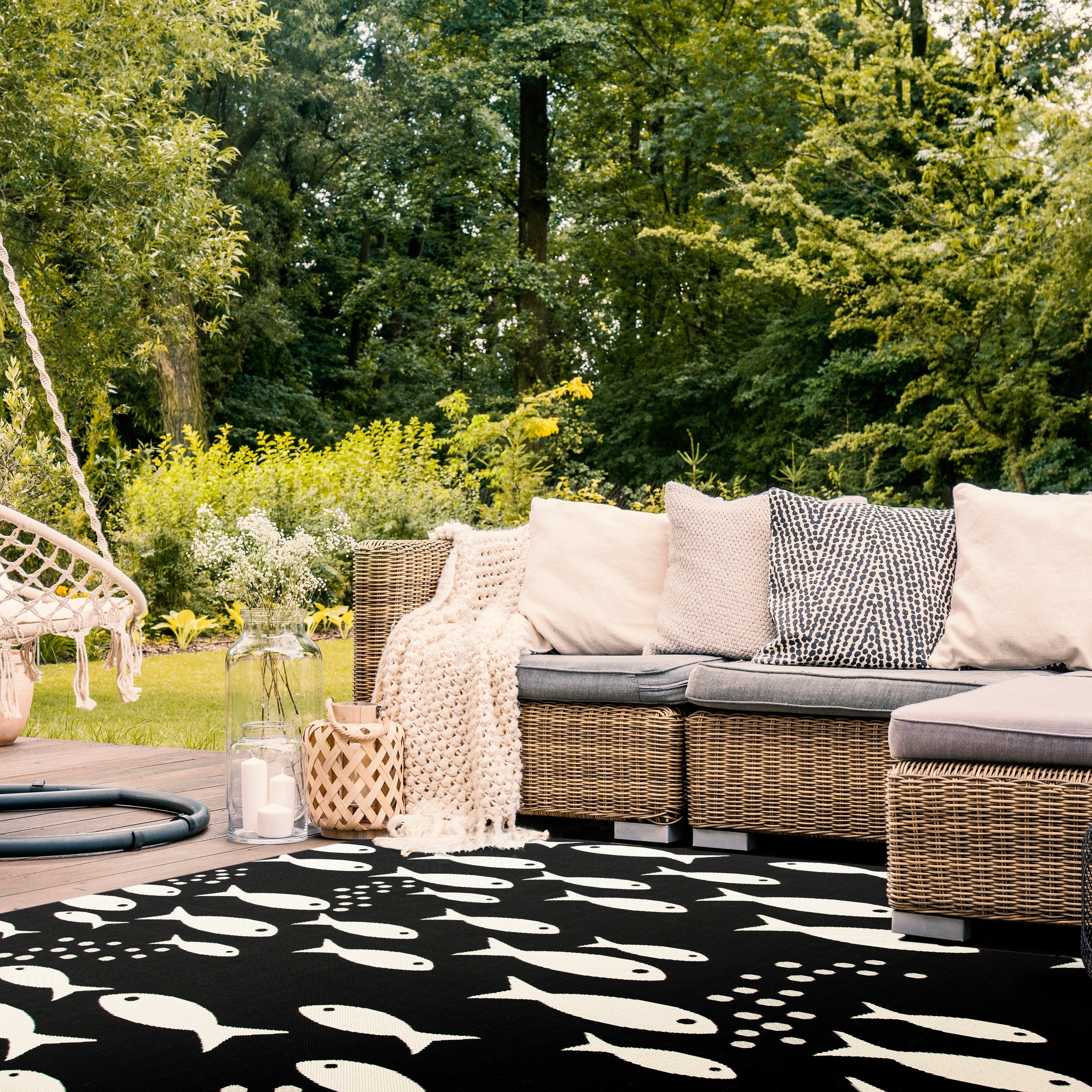 Tapis de jardin imperméable pour intérieur/extérieur SAFAVIEH Courtyard Ragne