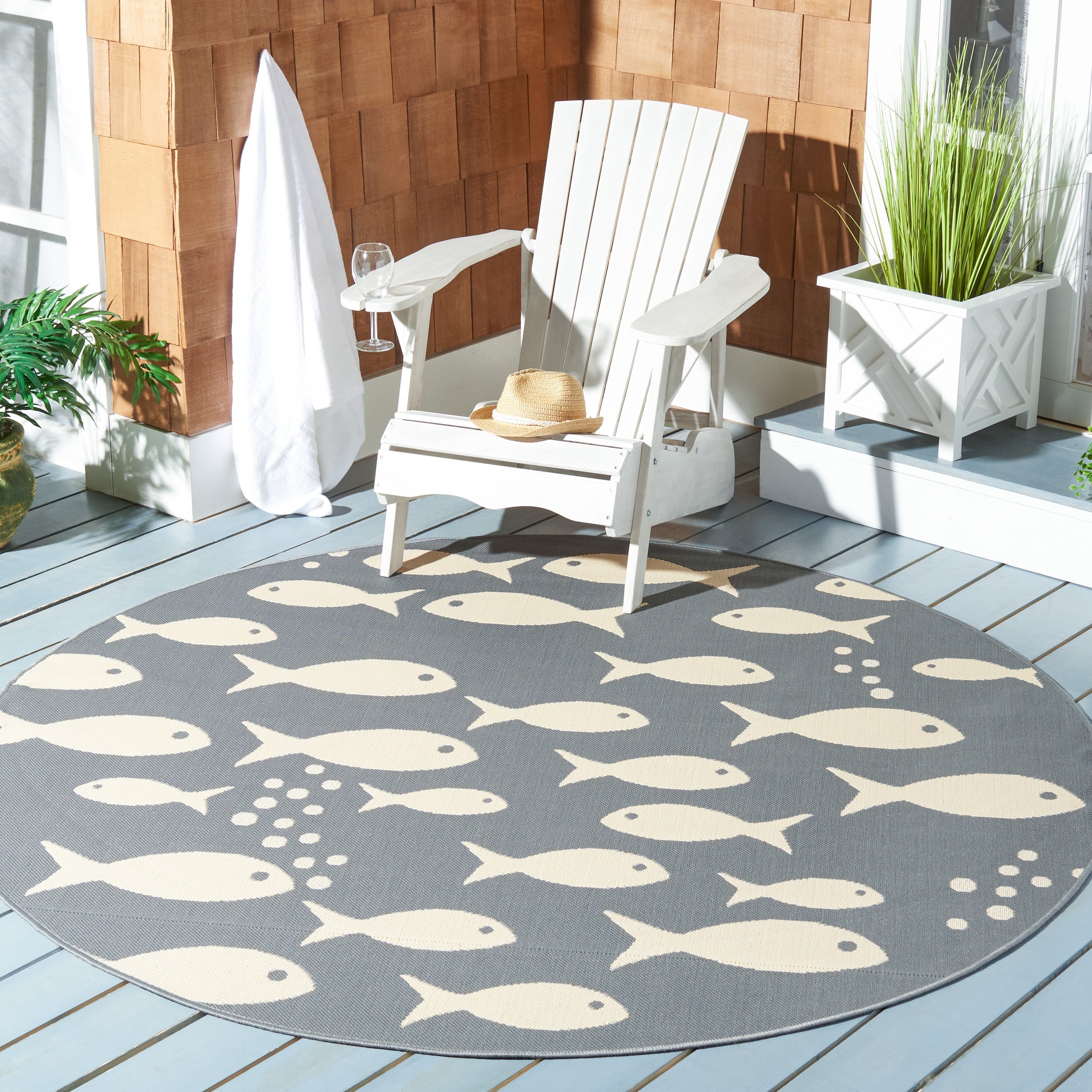 Tapis de jardin imperméable pour intérieur/extérieur SAFAVIEH Courtyard Ragne
