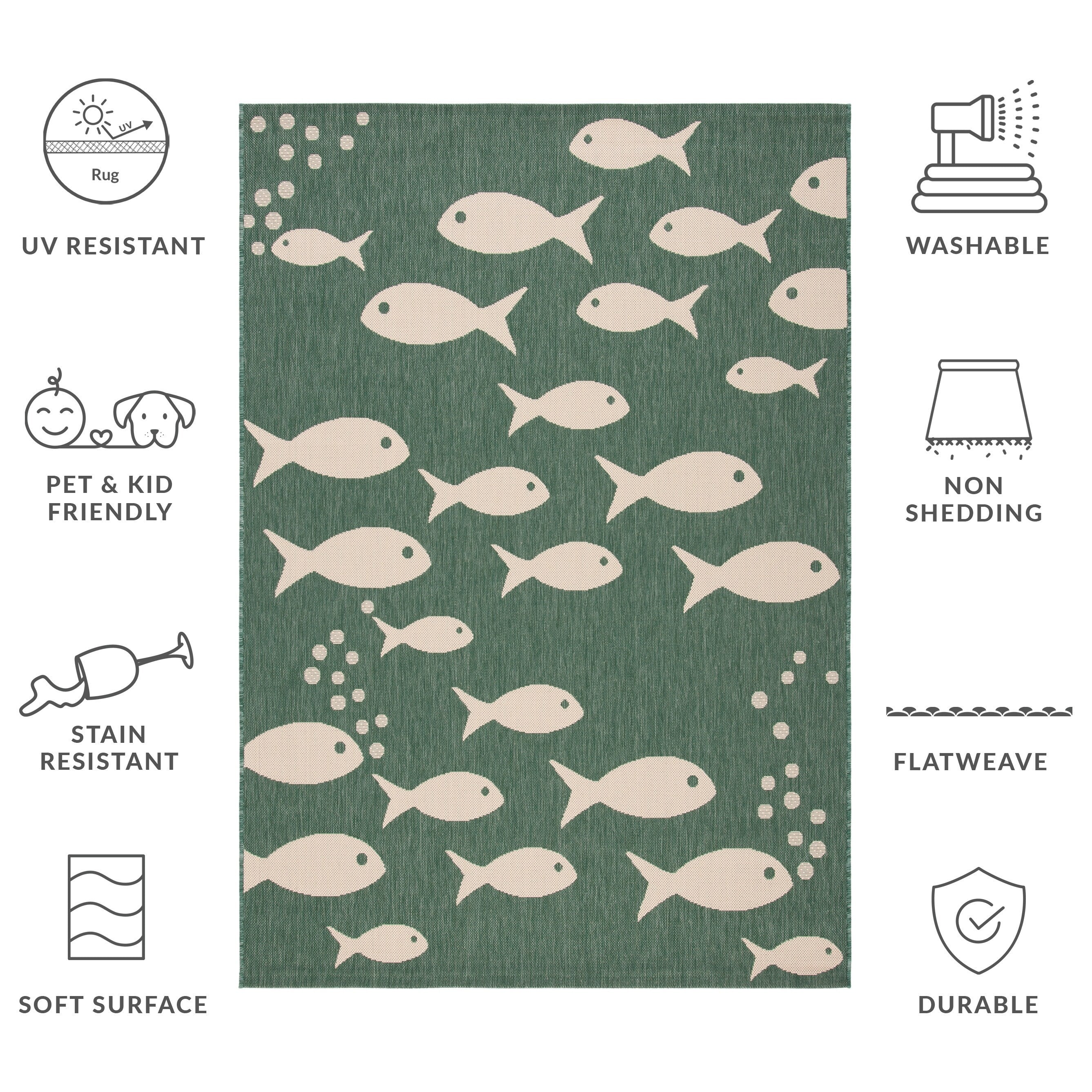 Tapis de jardin imperméable pour intérieur/extérieur SAFAVIEH Courtyard Ragne