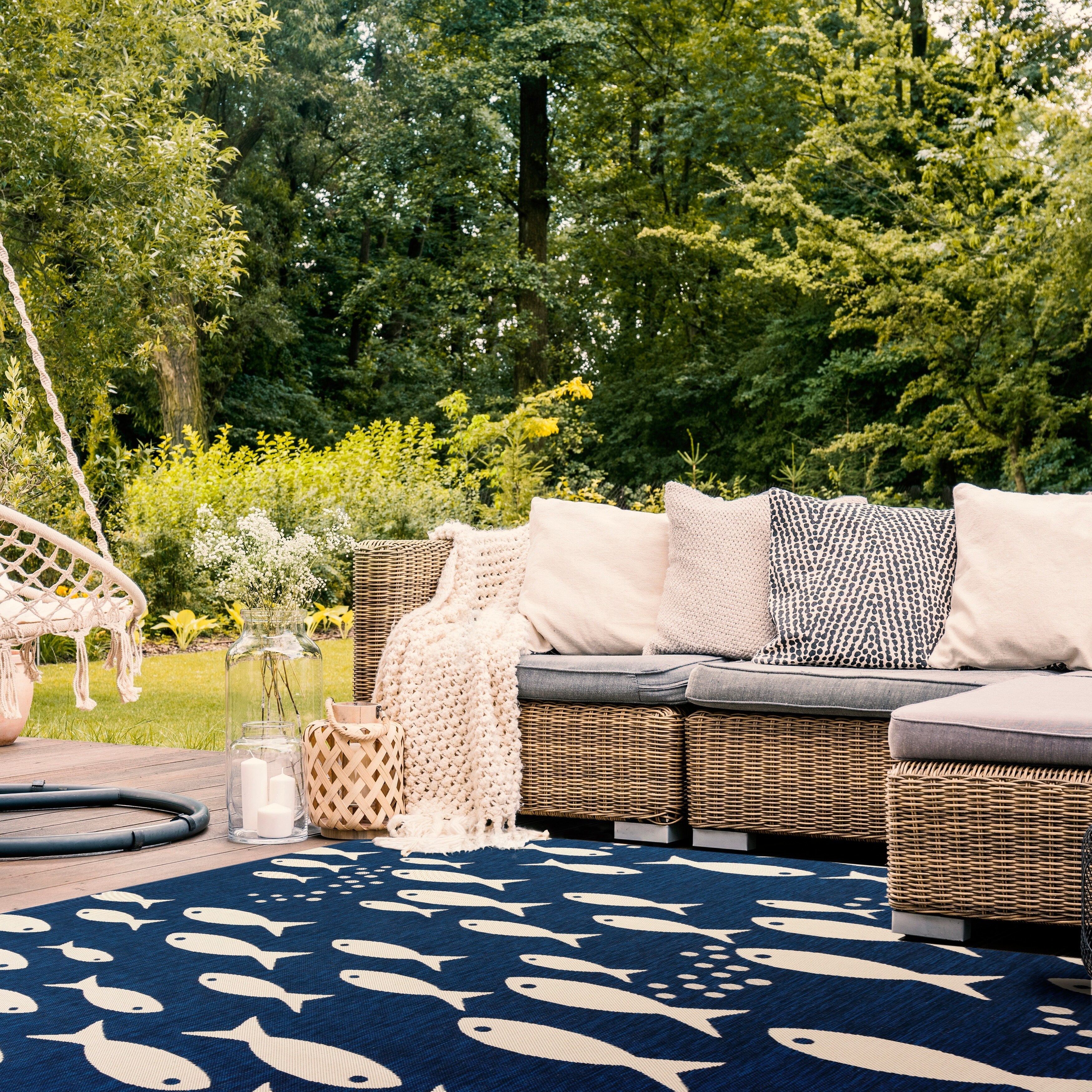 Tapis de jardin imperméable pour intérieur/extérieur SAFAVIEH Courtyard Ragne