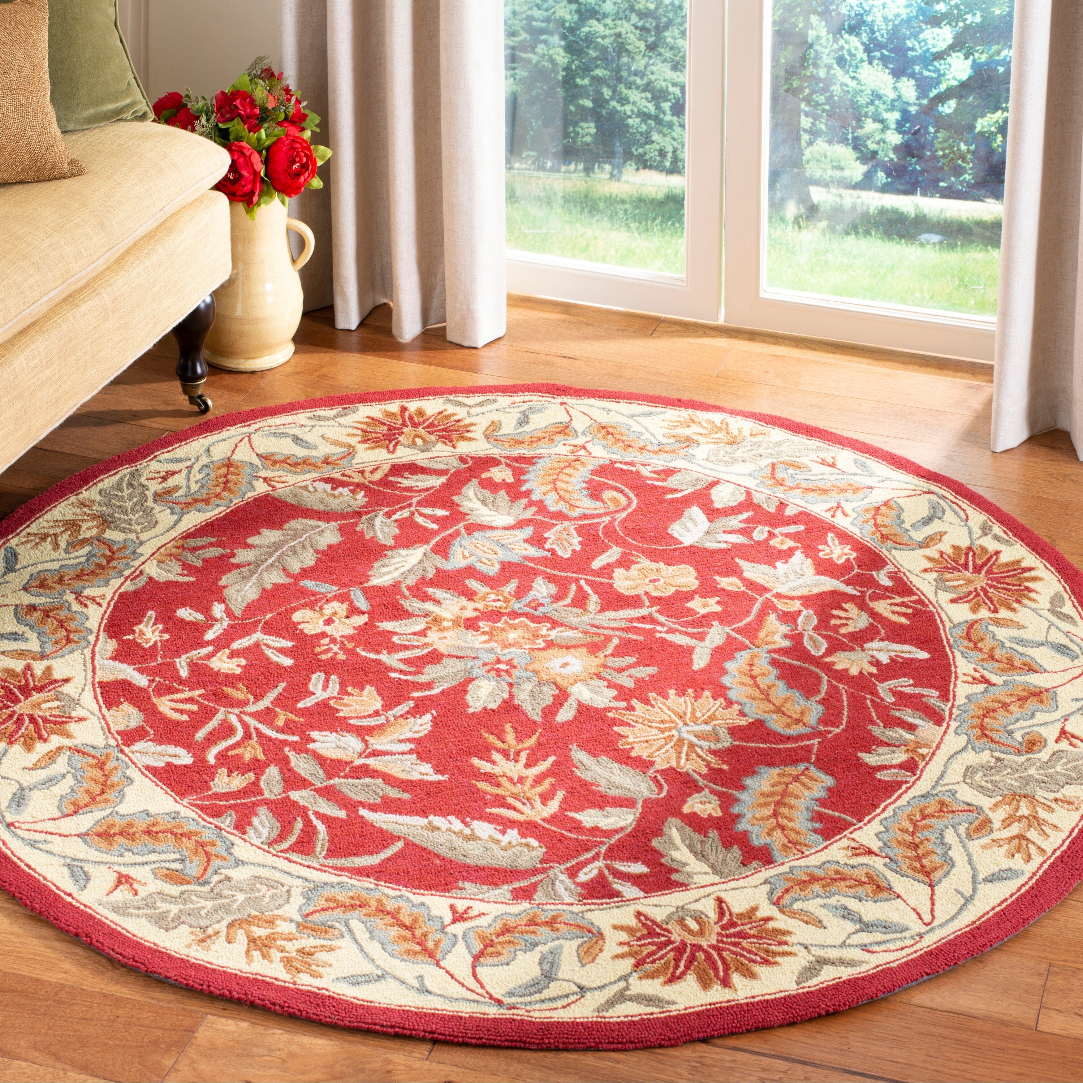 Tapis en laine floral fait main Chelsea Malda de style campagnard français SAFAVIEH