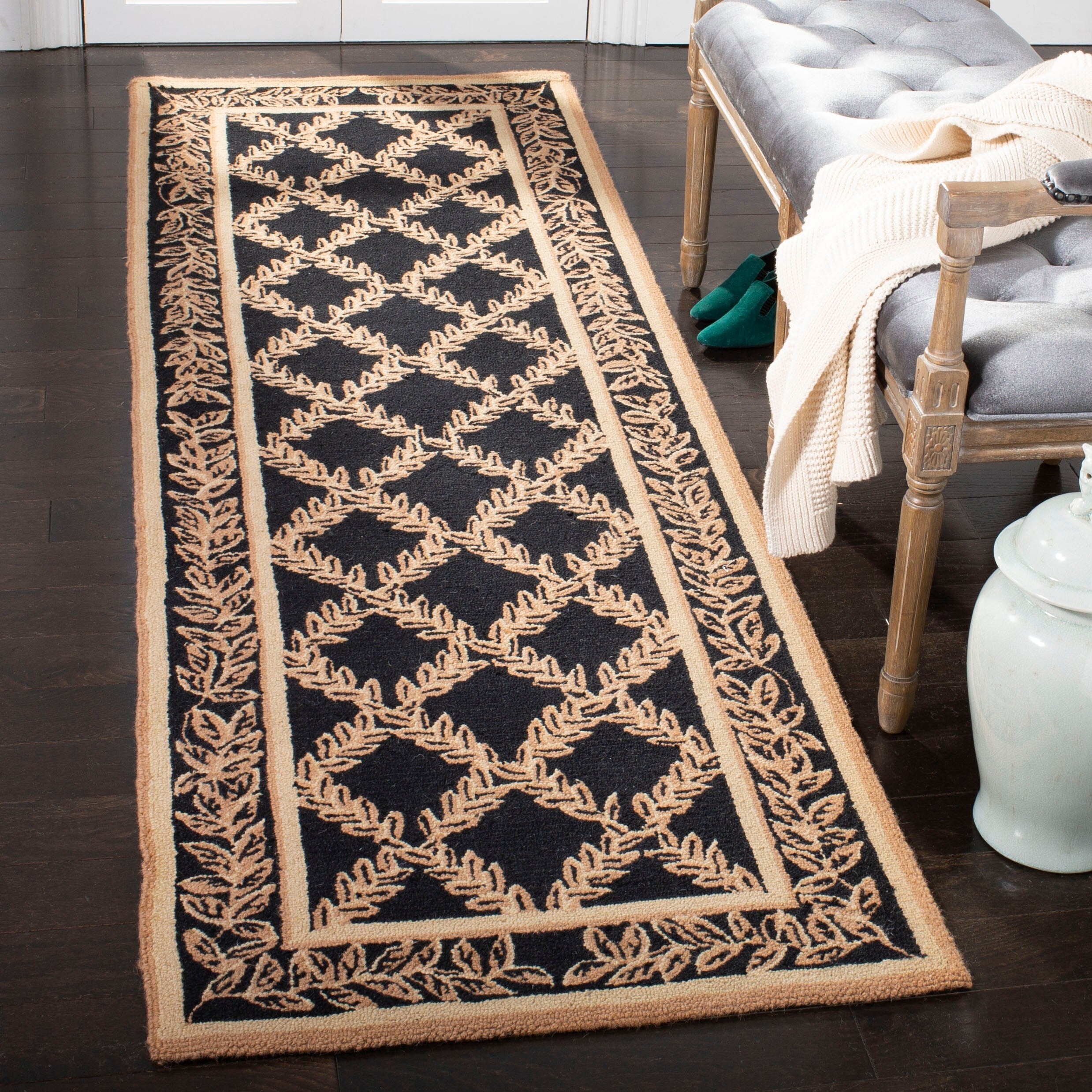 Tapis en laine fait main Chelsea Sunstripe Treillis de style campagnard français SAFAVIEH