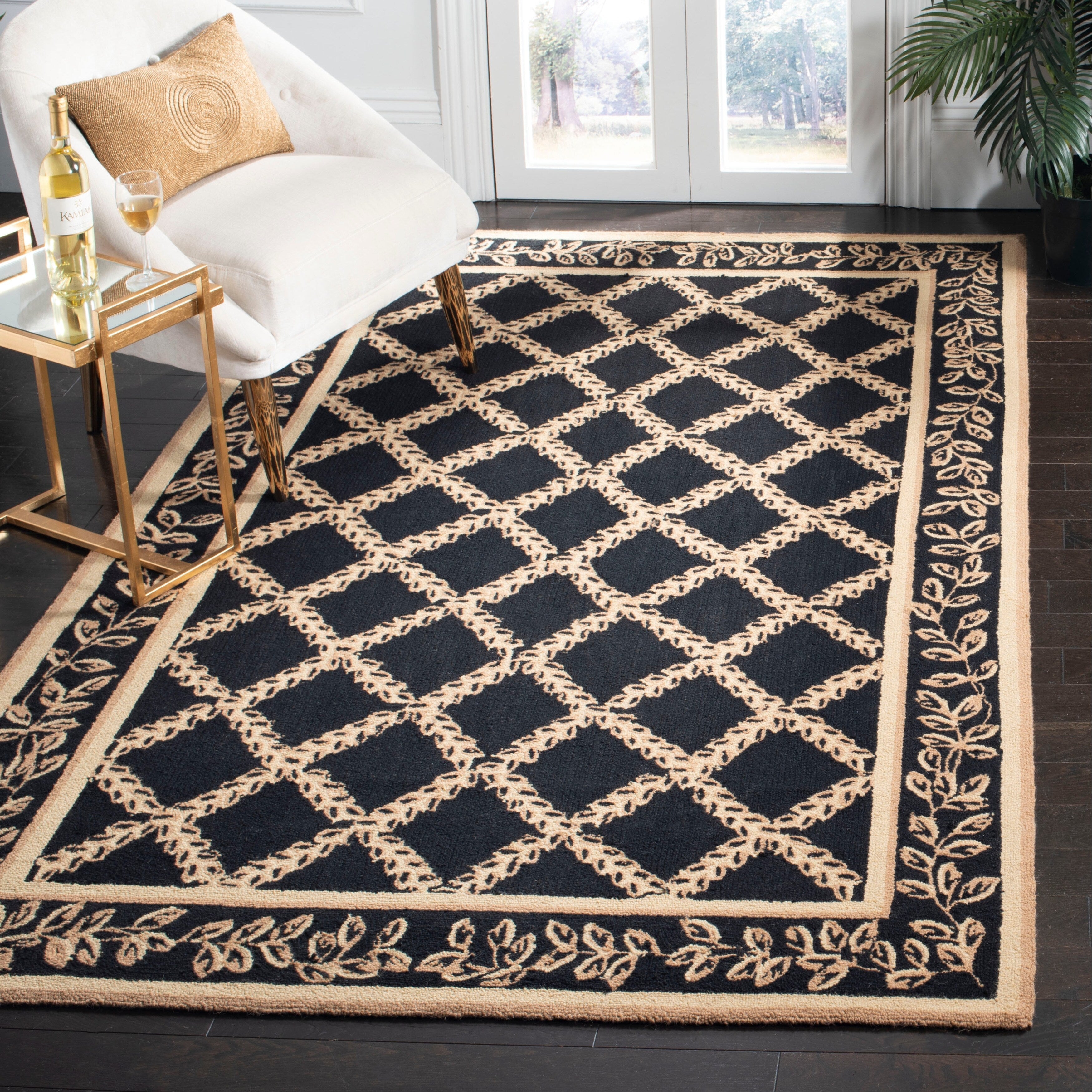 Tapis en laine fait main Chelsea Sunstripe Treillis de style campagnard français SAFAVIEH