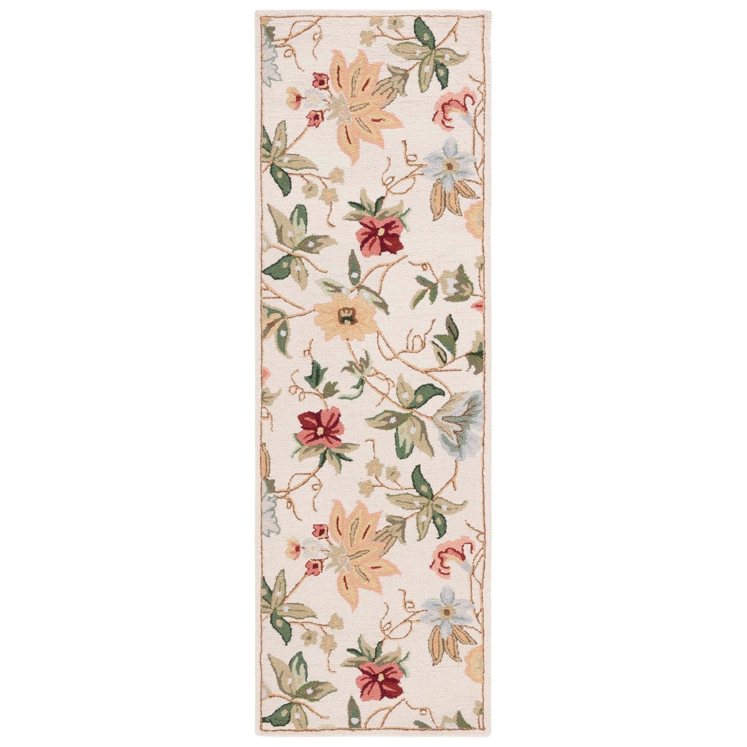 Tapis en laine floral Chelsea Yauhenia fait main SAFAVIEH de style campagnard français