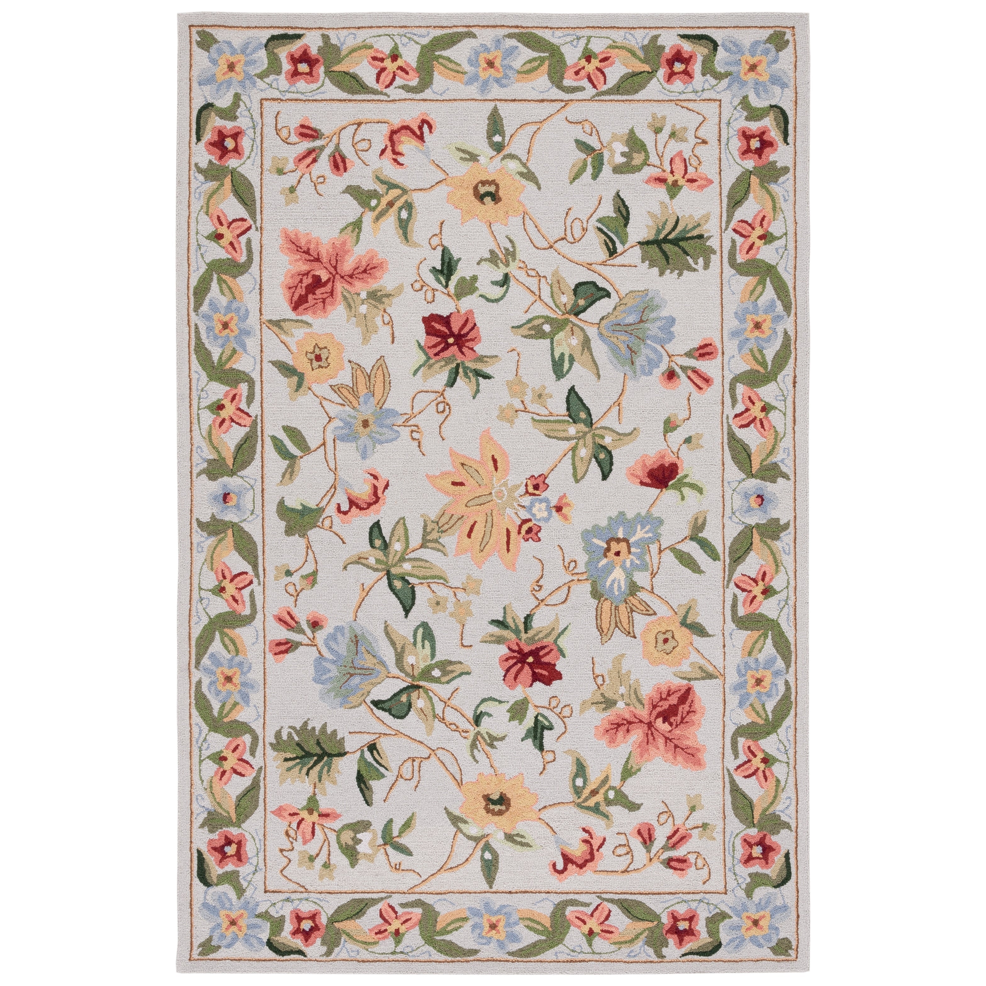 Tapis en laine floral Chelsea Yauhenia fait main SAFAVIEH de style campagnard français