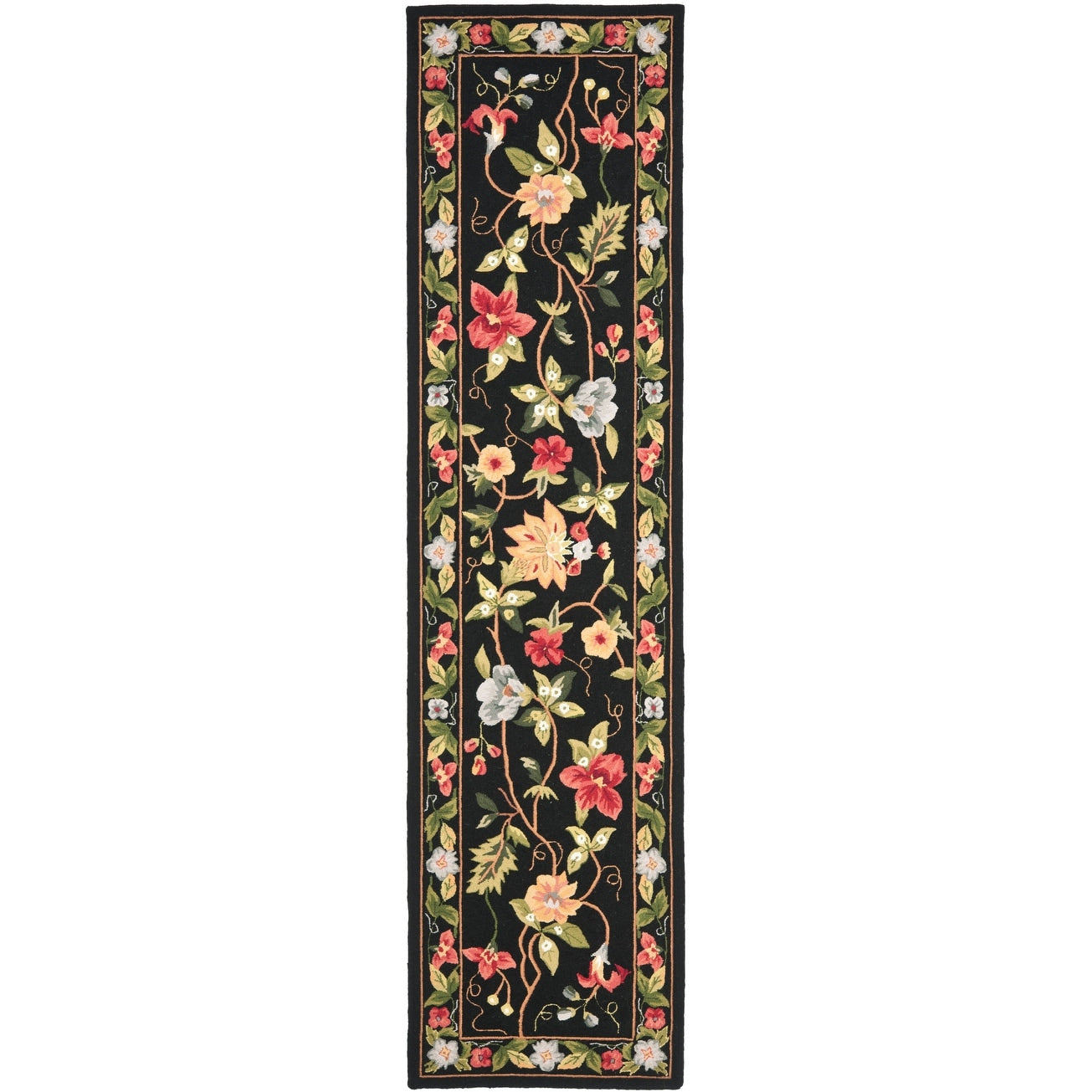 Tapis en laine floral Chelsea Yauhenia fait main SAFAVIEH de style campagnard français