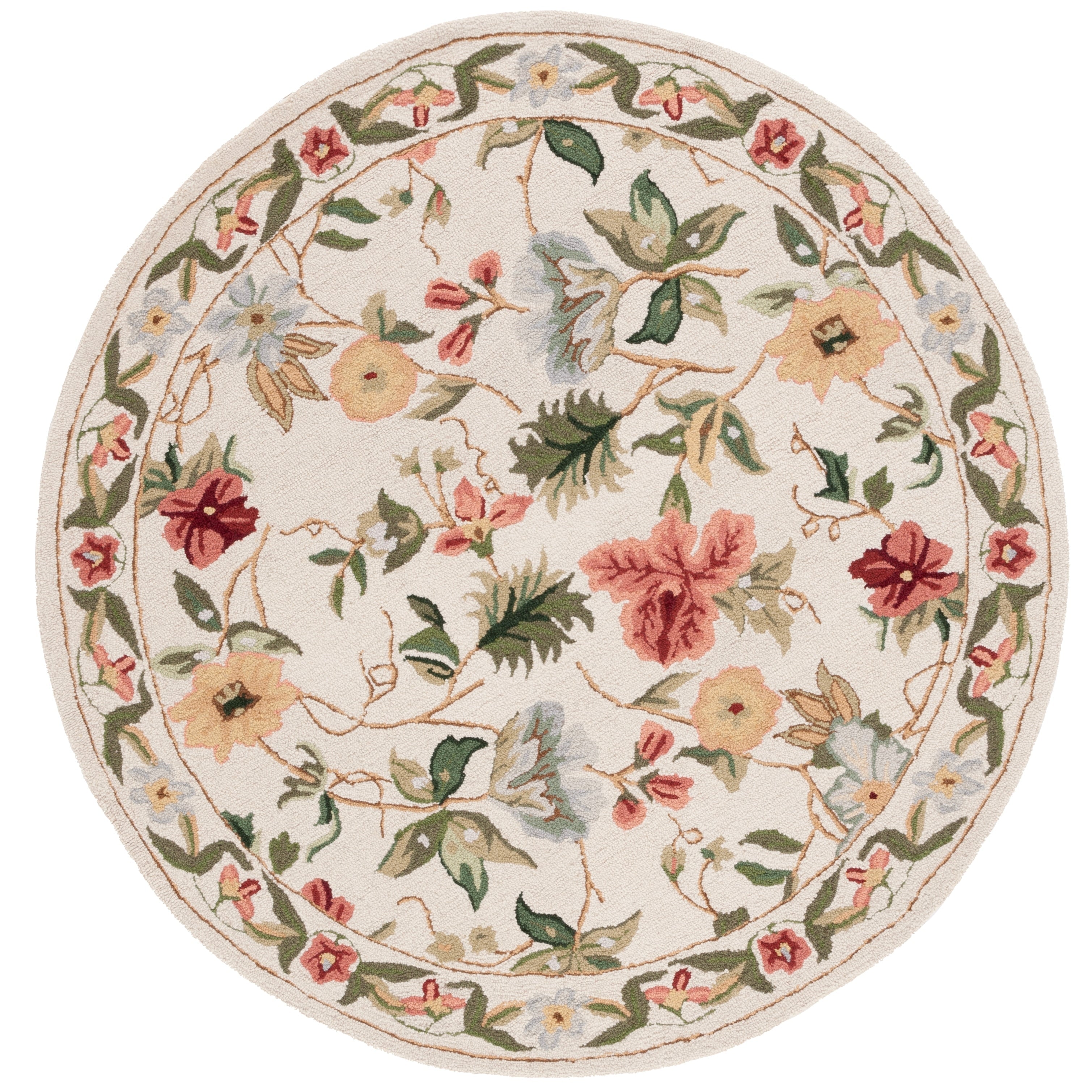 Tapis en laine floral Chelsea Yauhenia fait main SAFAVIEH de style campagnard français