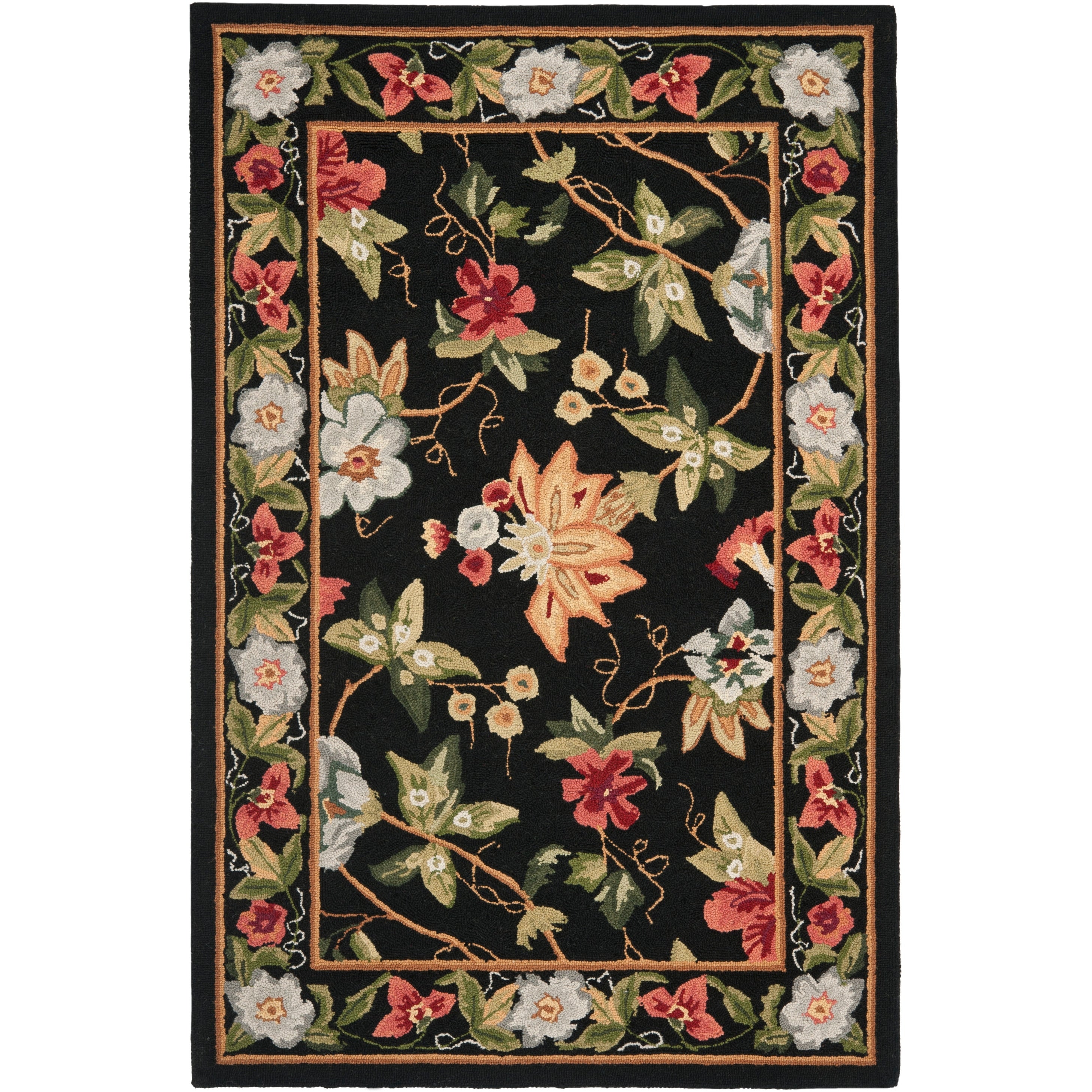 Tapis en laine floral Chelsea Yauhenia fait main SAFAVIEH de style campagnard français