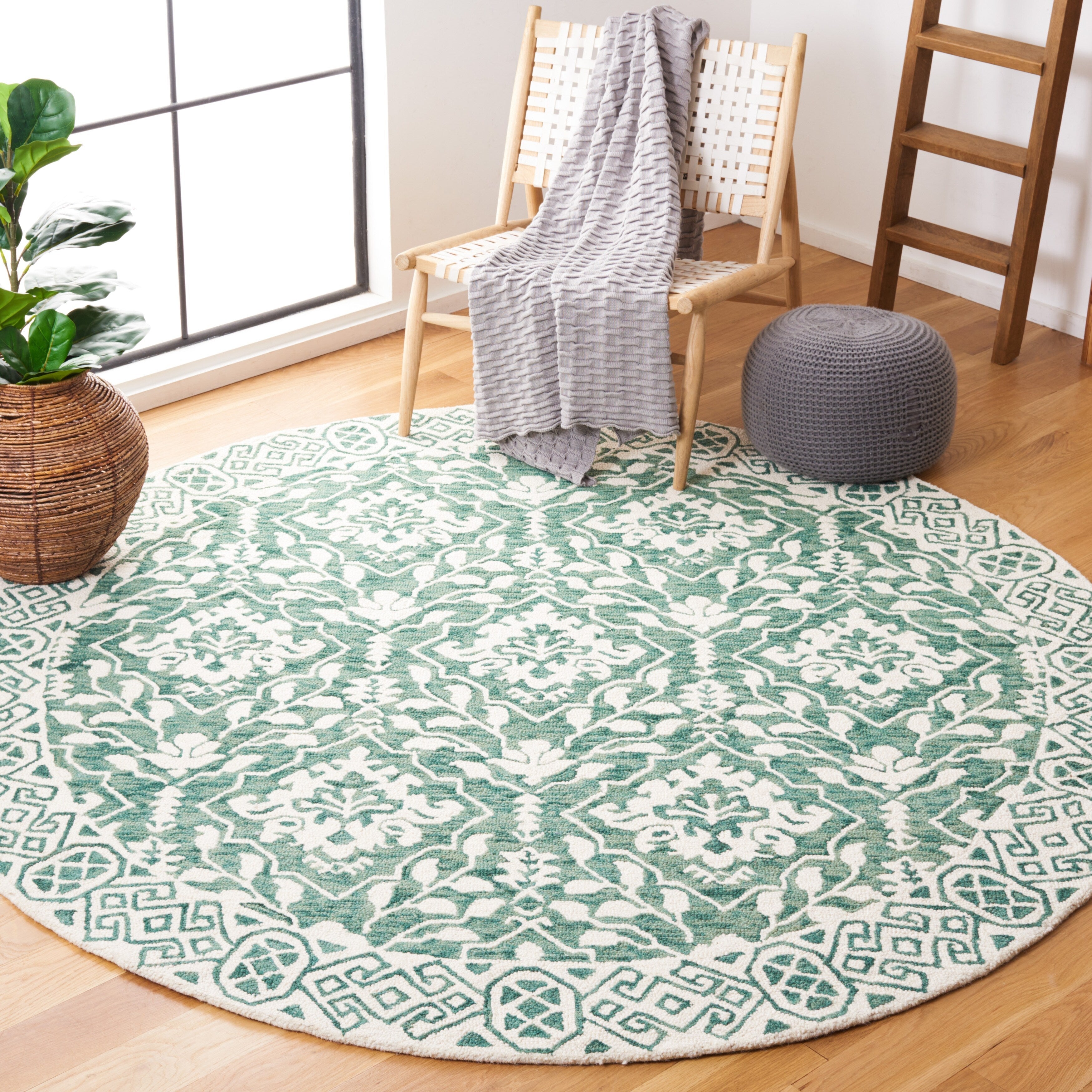 Tapis en laine florale Elvedina fait main SAFAVIEH, teint par immersion