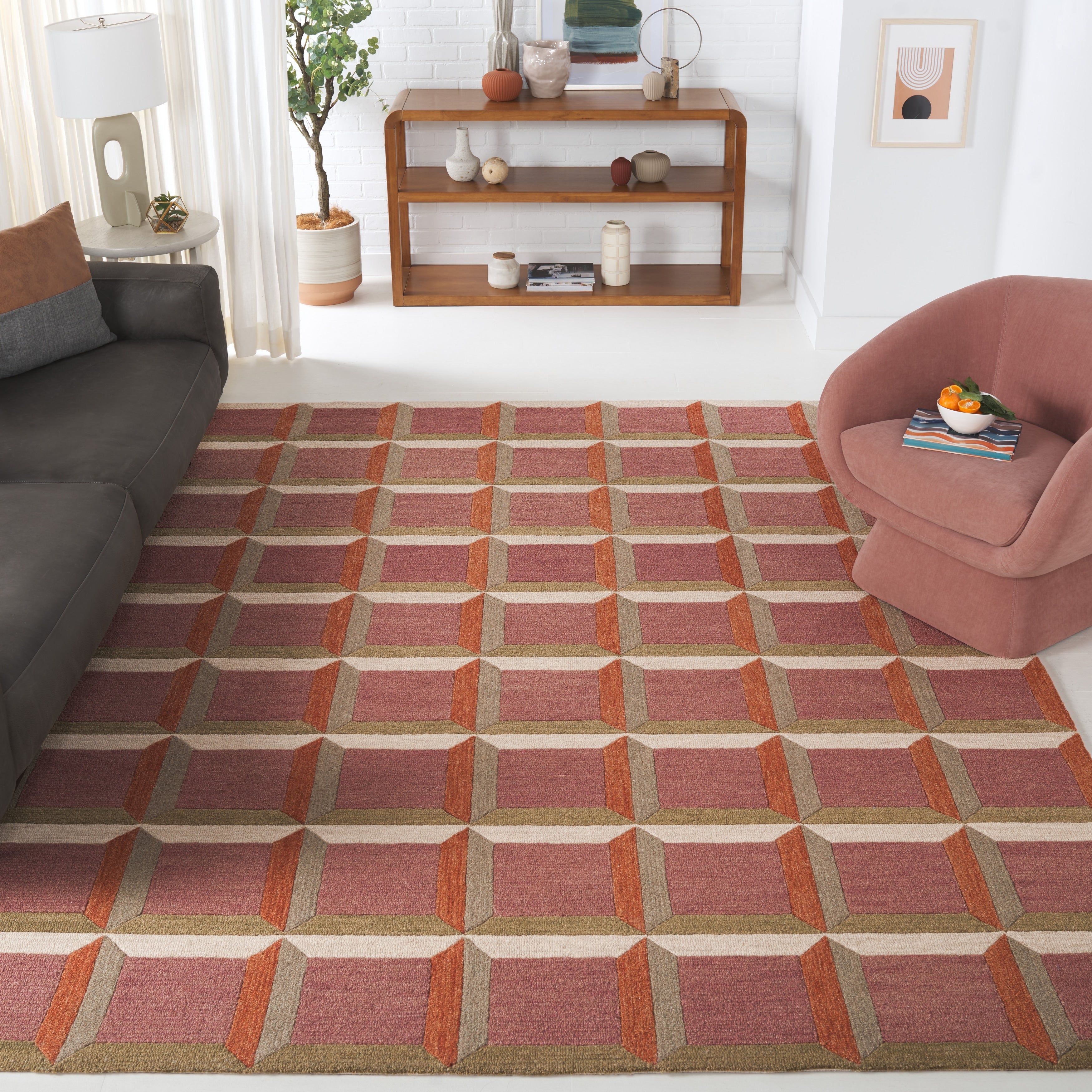 Tapis en laine fait main SAFAVIEH Genre Hikariko, style moderne du milieu du siècle