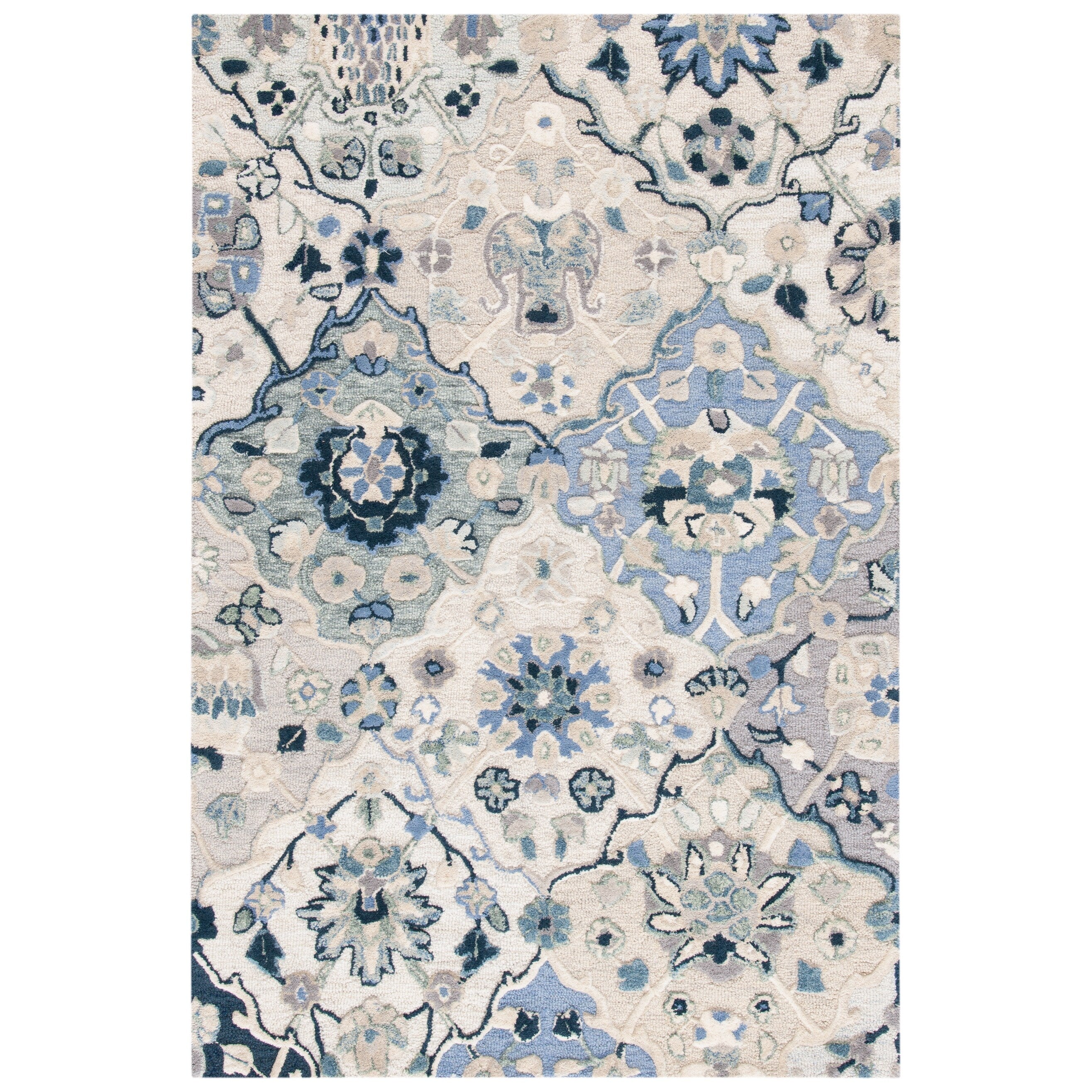 Tapis en laine imprimé floral glamour fait main SAFAVIEH