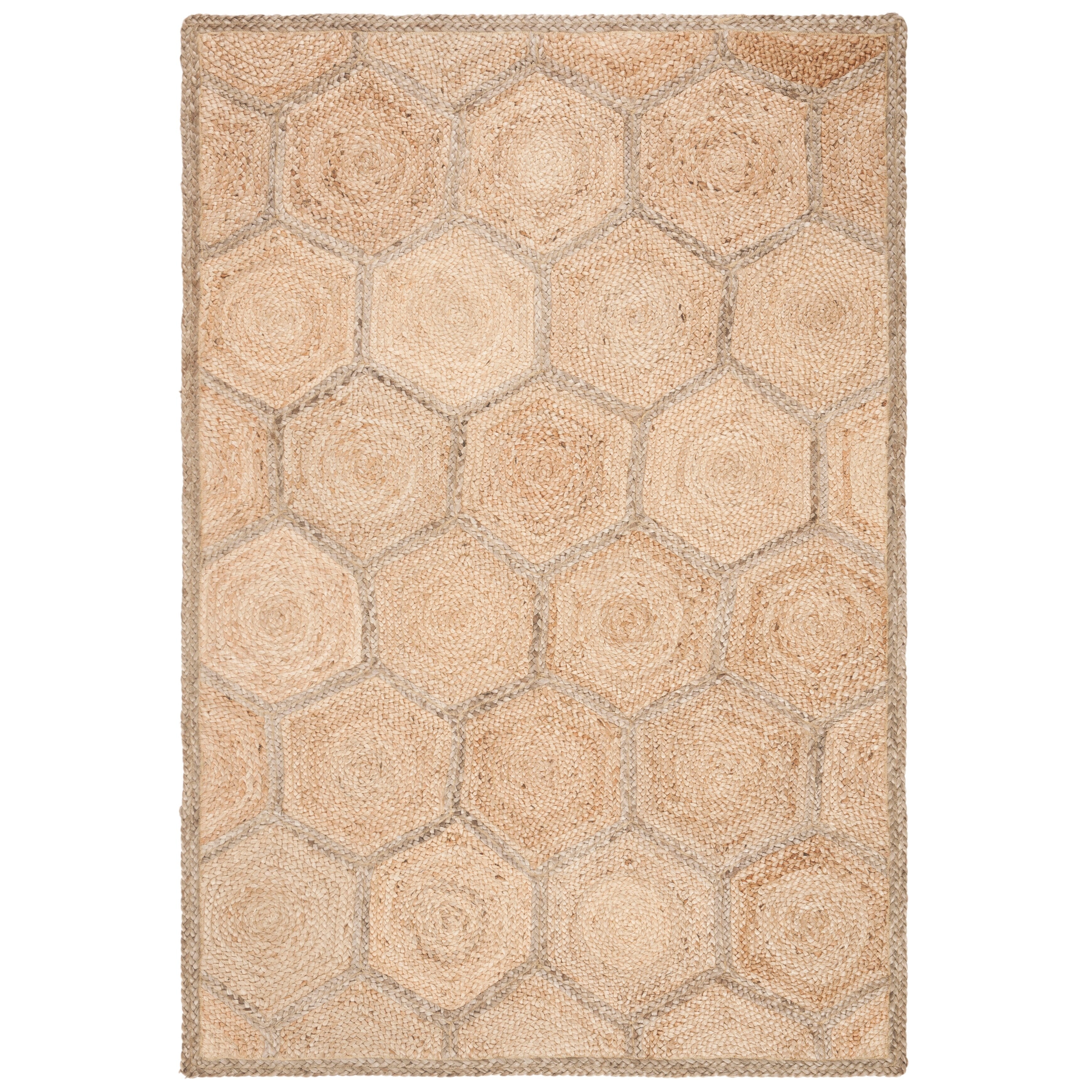 Tapis en jute nid d'abeille Nargiz en fibre naturelle fait main SAFAVIEH