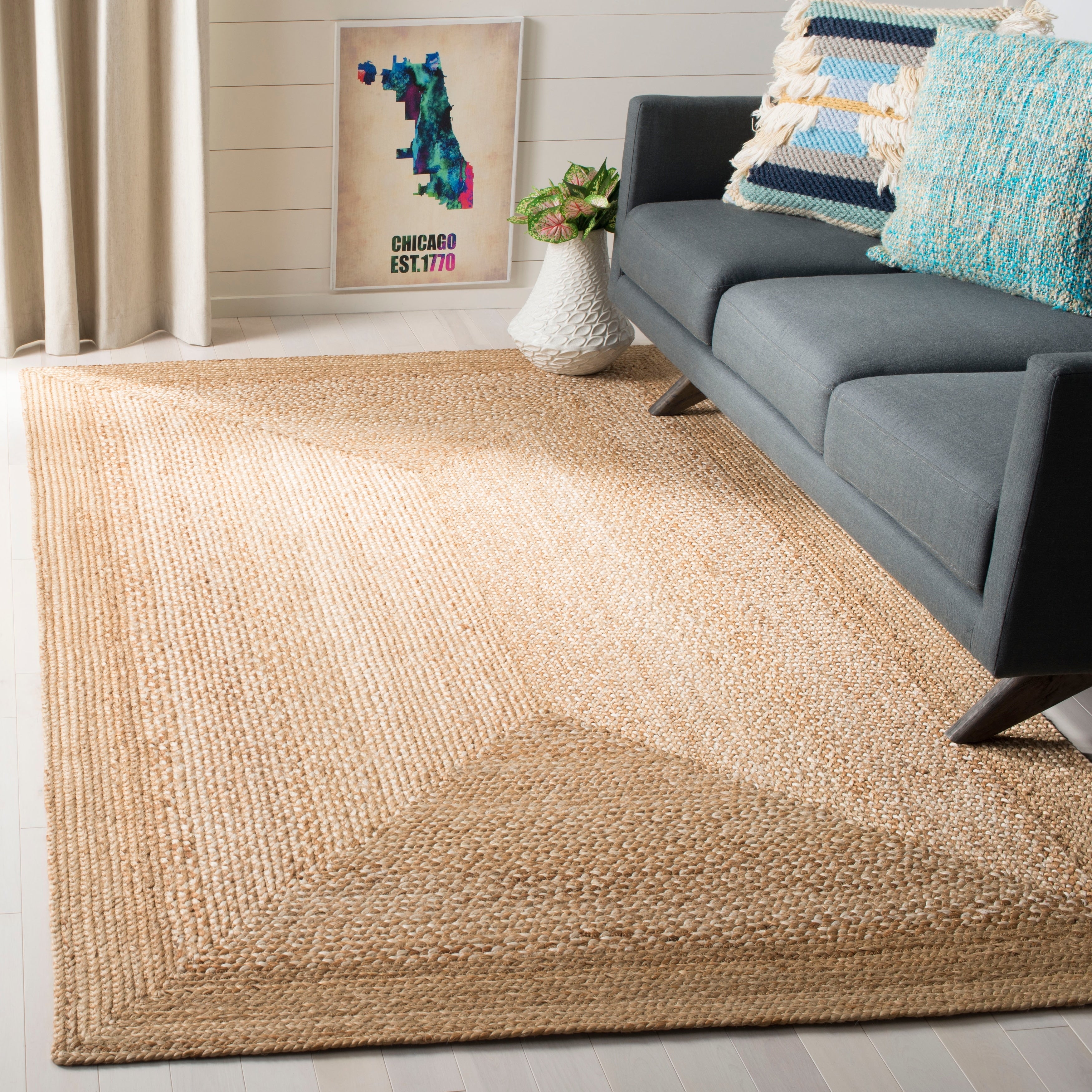 Tapis en jute Ronette fait main en fibres naturelles SAFAVIEH