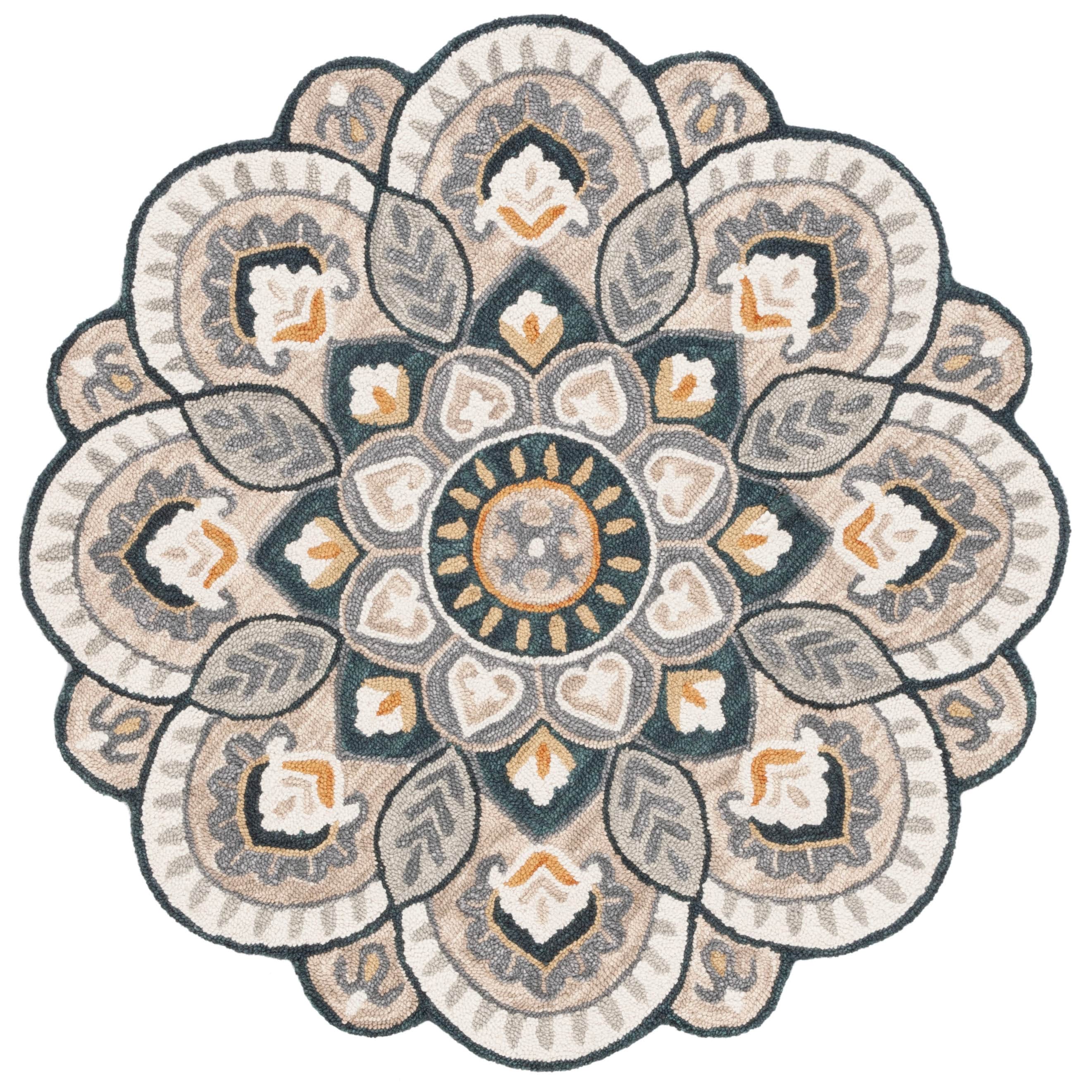 Tapis fantaisie en laine orné de fleurs Sheyla fait main SAFAVIEH