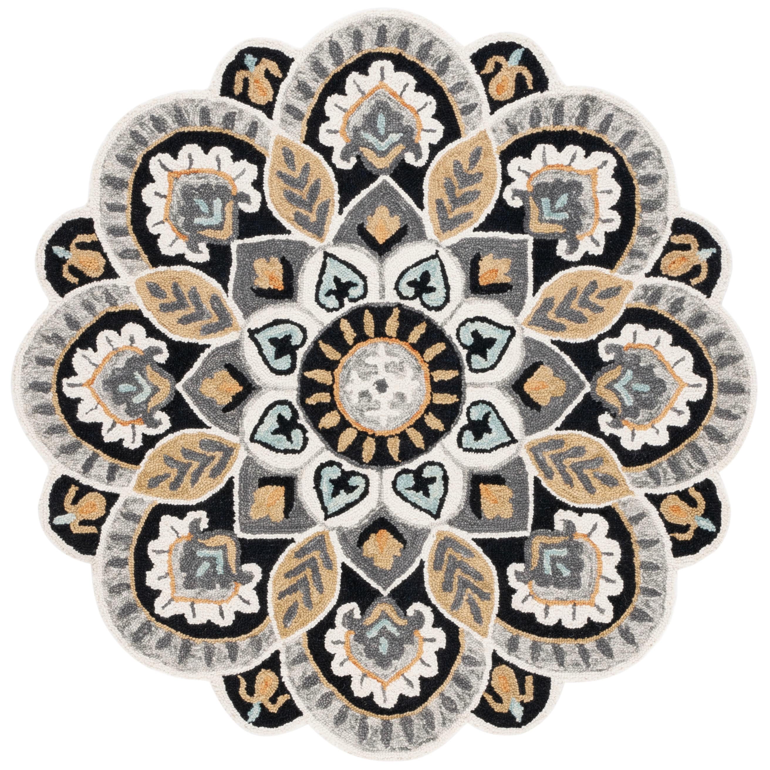 Tapis fantaisie en laine orné de fleurs Sheyla fait main SAFAVIEH