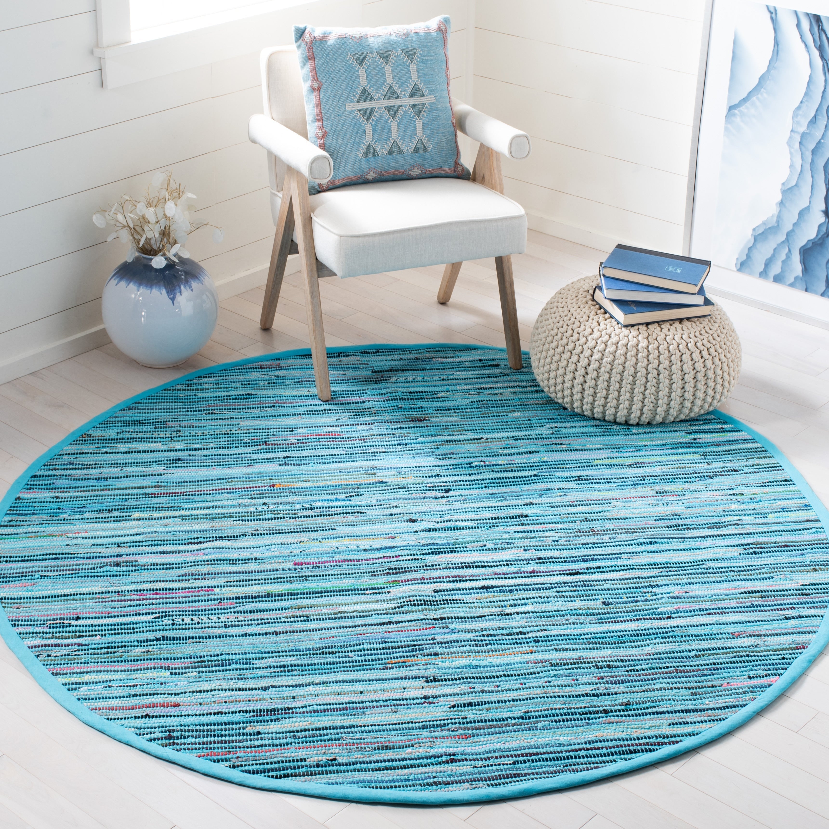 Tapis en chiffon fait main SAFAVIEH Tapis en coton à rayures Litzy