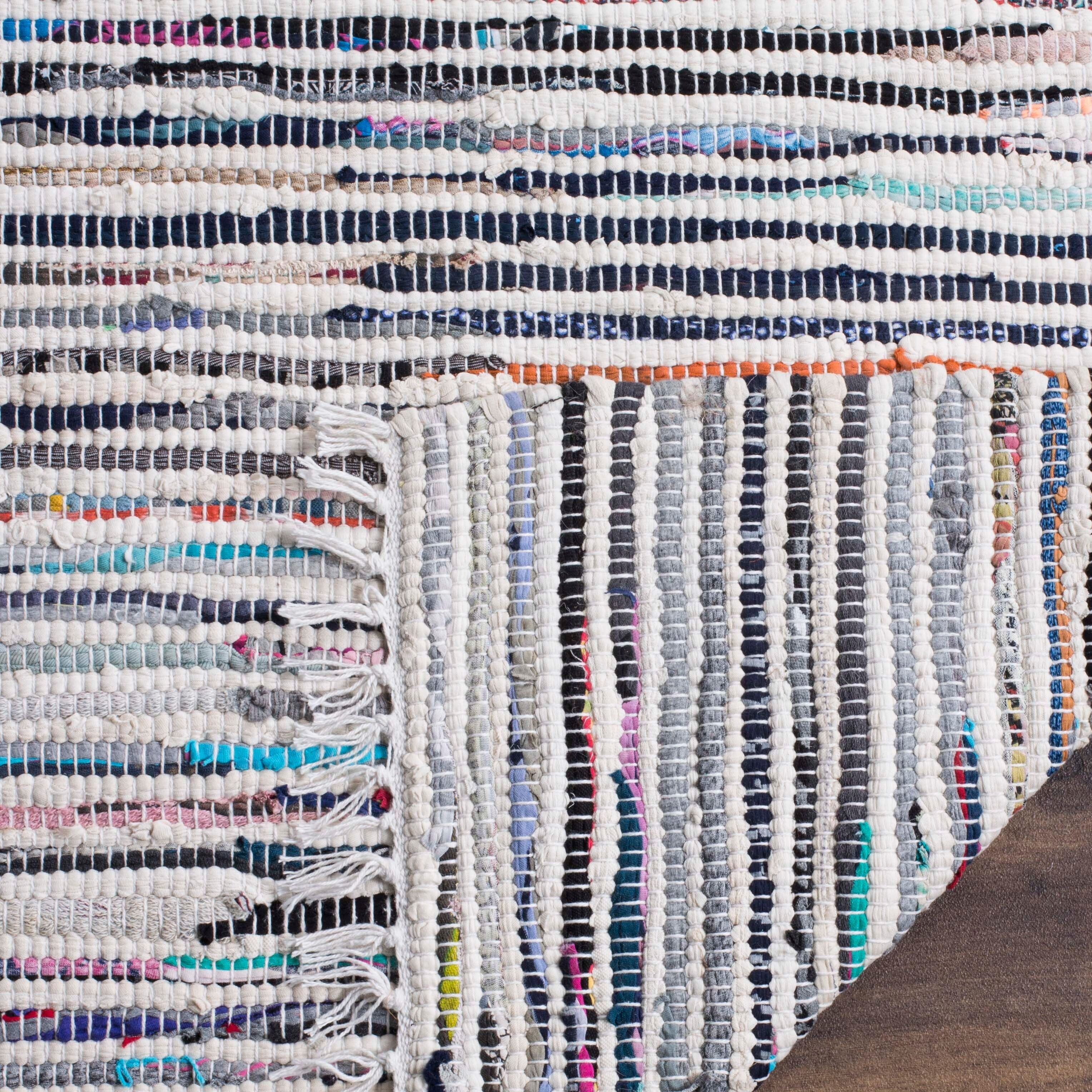 Tapis en chiffon fait main SAFAVIEH Tapis en coton à rayures Litzy