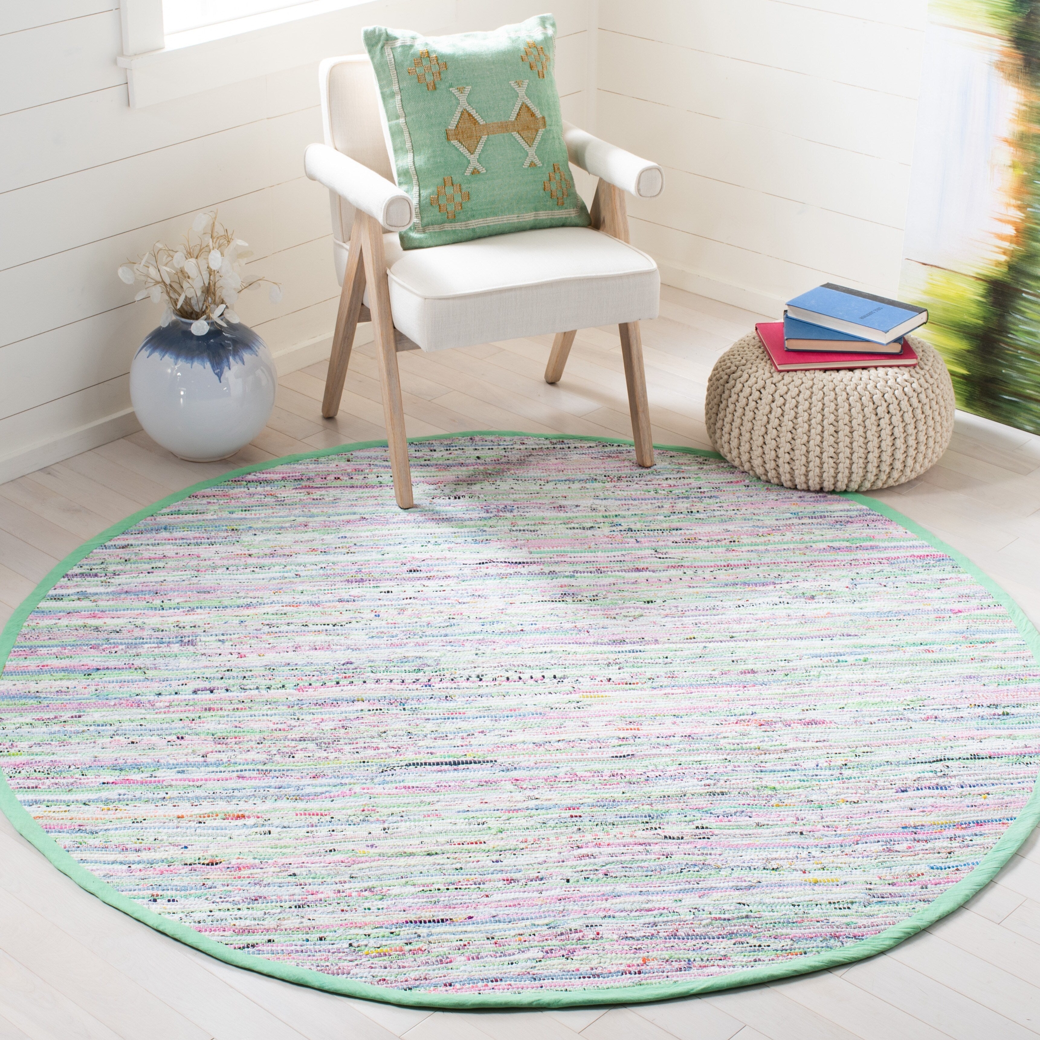 Tapis en chiffon fait main SAFAVIEH Tapis en coton à rayures Litzy
