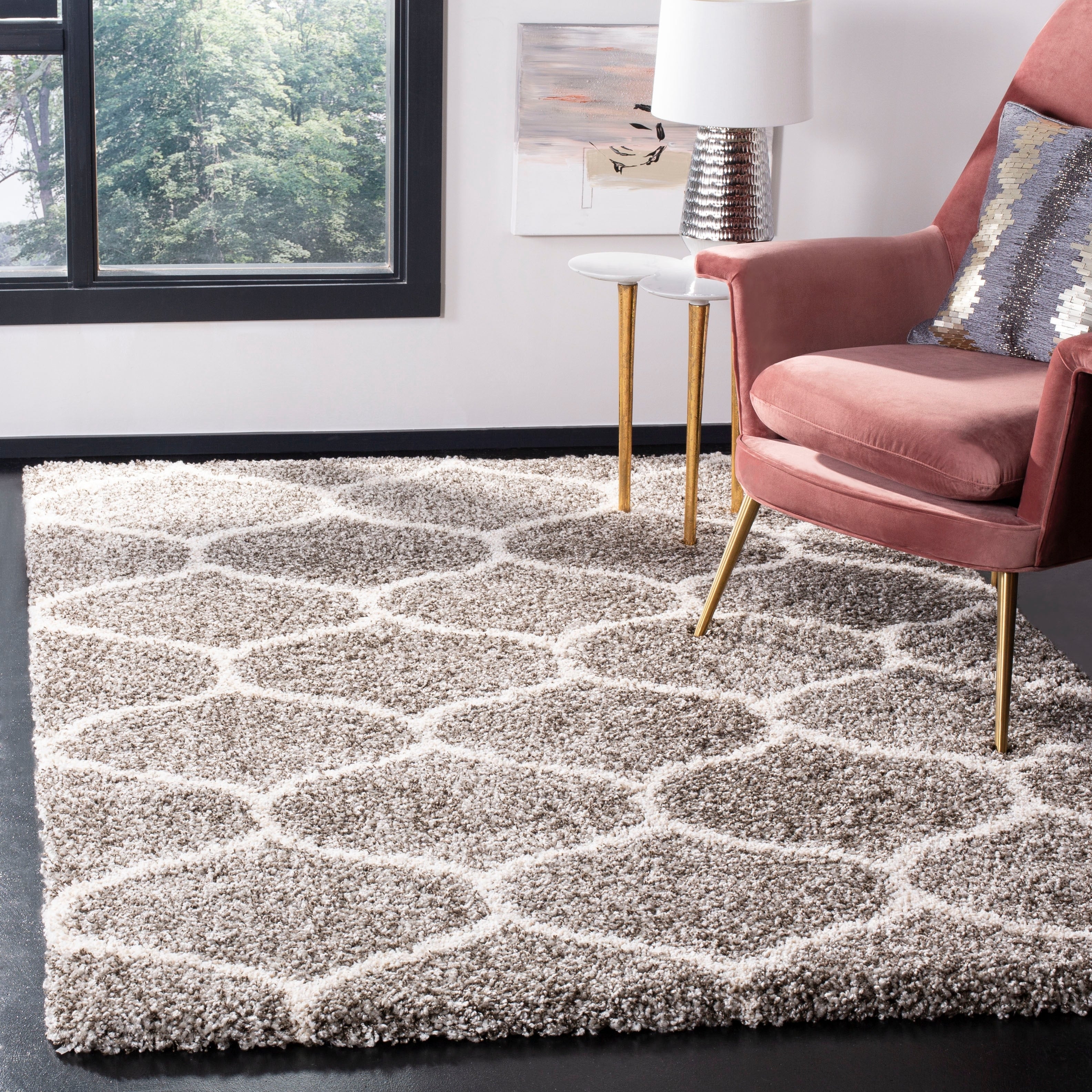 Tapis SAFAVIEH Hudson Shag Pushpa Trellis de 2 pouces d'épaisseur