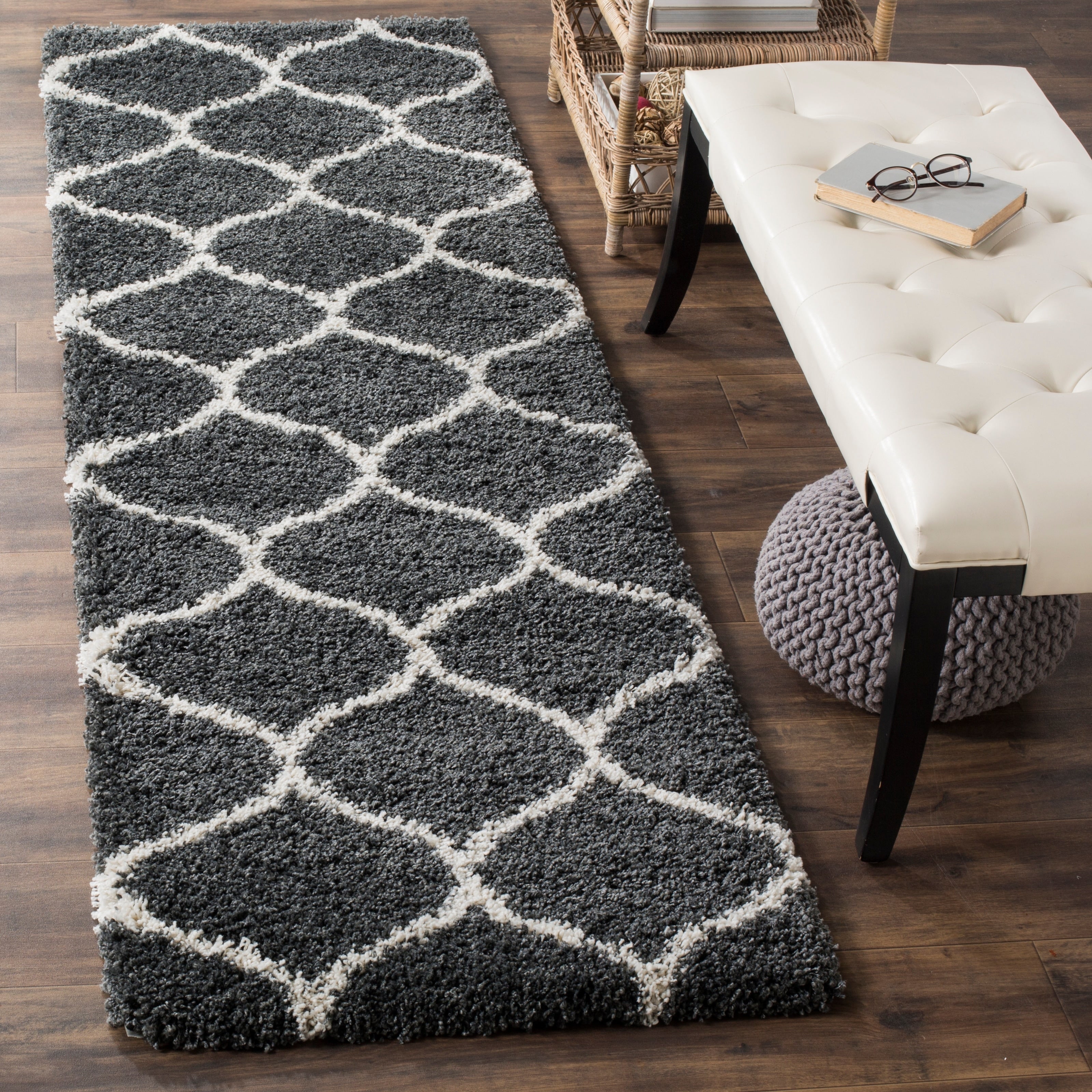 Tapis SAFAVIEH Hudson Shag Pushpa Trellis de 2 pouces d'épaisseur