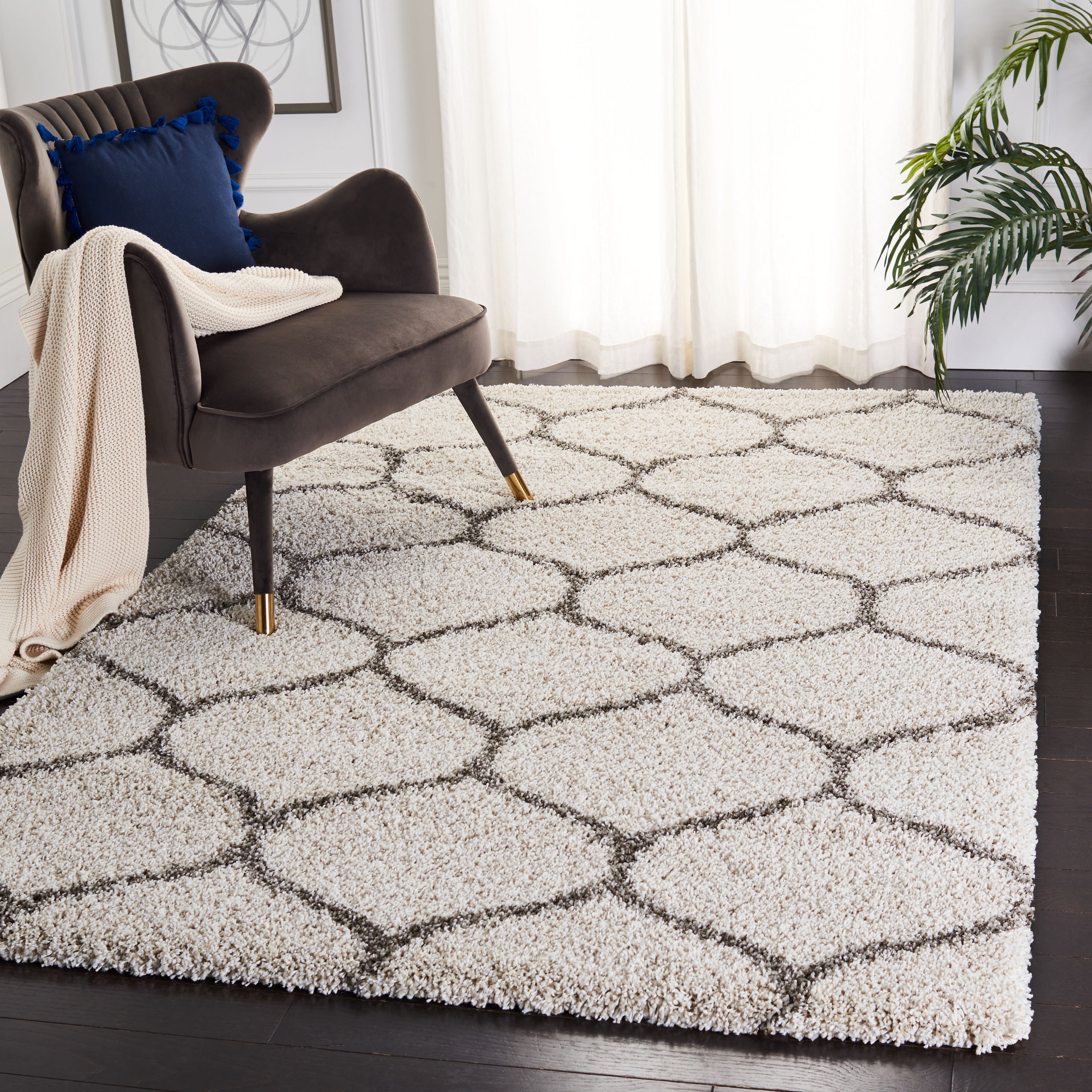 Tapis SAFAVIEH Hudson Shag Pushpa Trellis de 2 pouces d'épaisseur