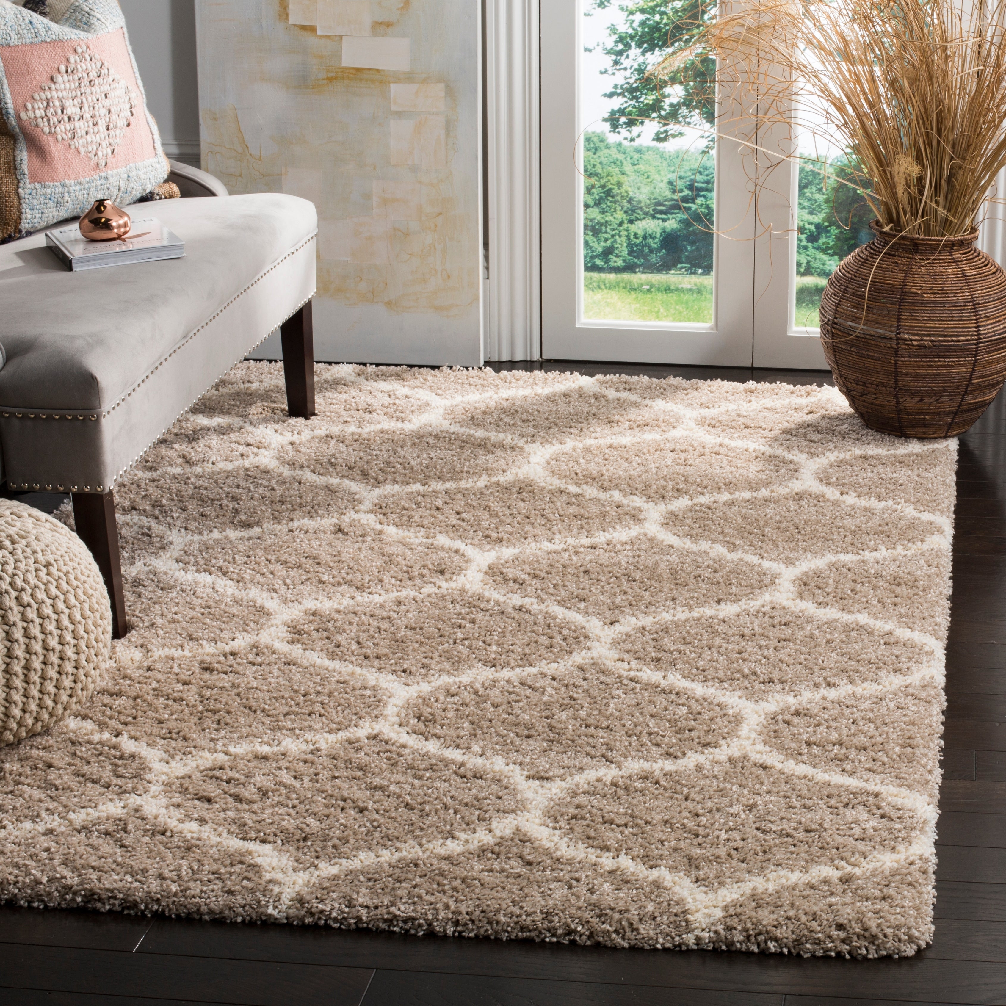 Tapis SAFAVIEH Hudson Shag Pushpa Trellis de 2 pouces d'épaisseur