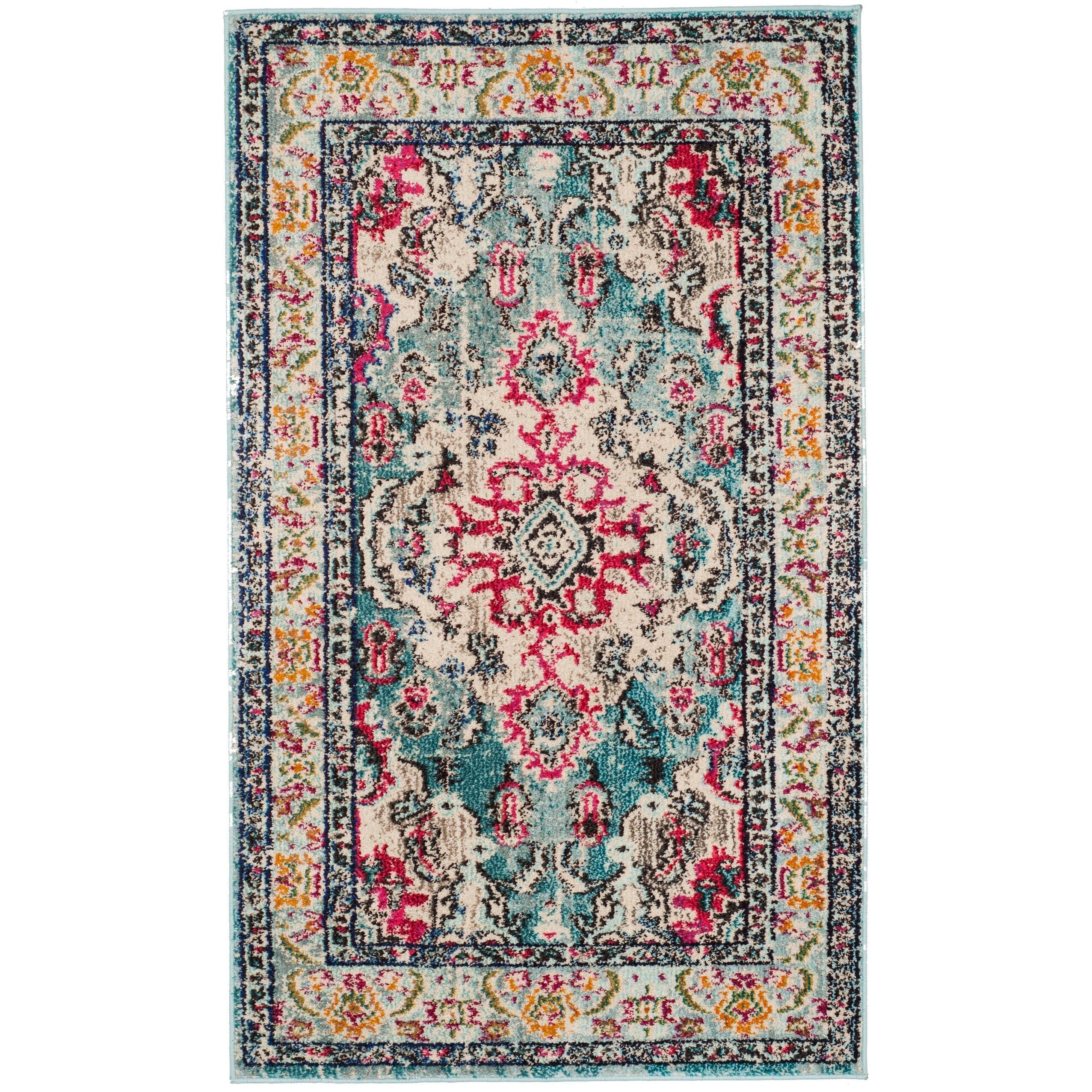 Tapis décoratif style médaillon bohème Monaco Oceane de SAFAVIEH