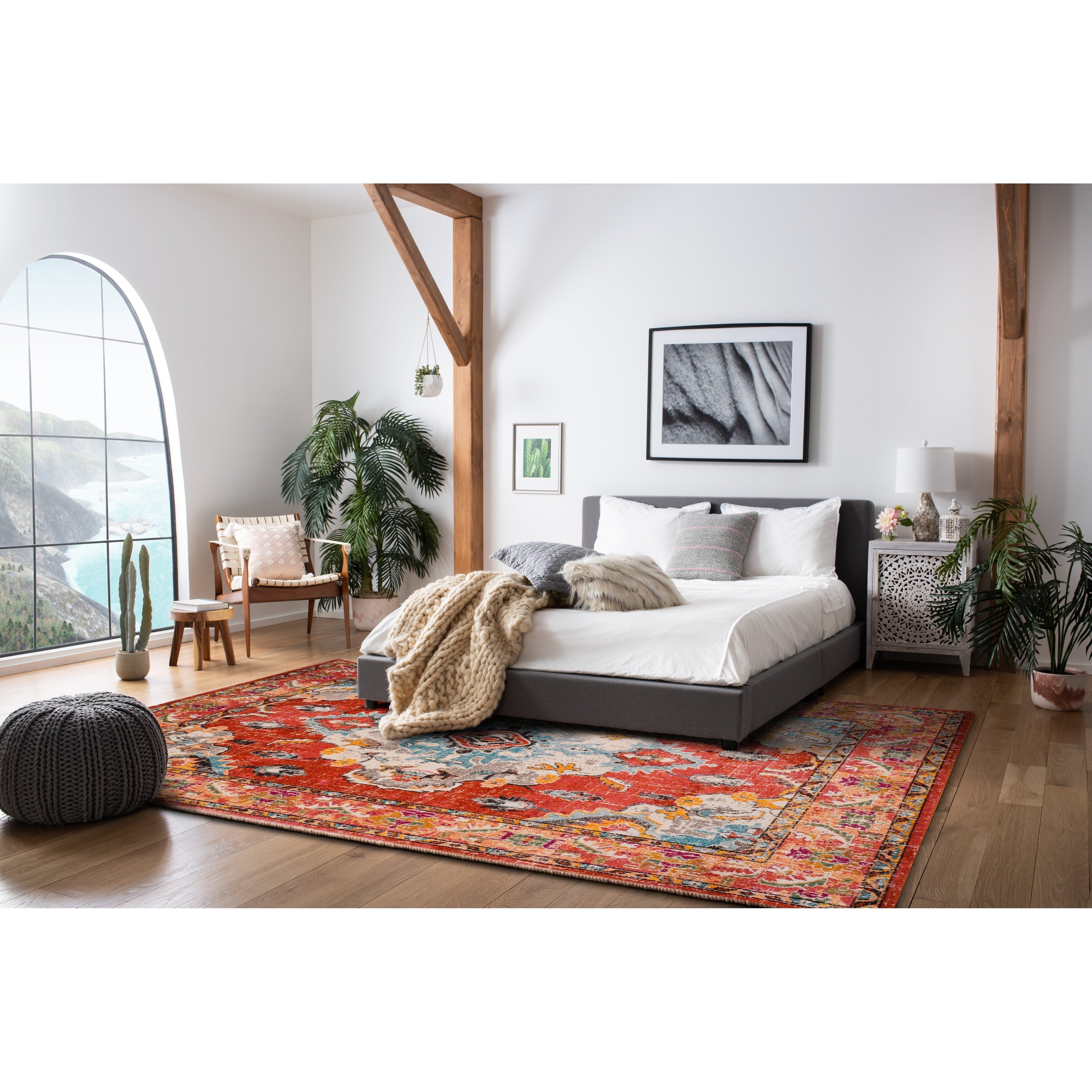 Tapis décoratif style médaillon bohème Monaco Oceane de SAFAVIEH