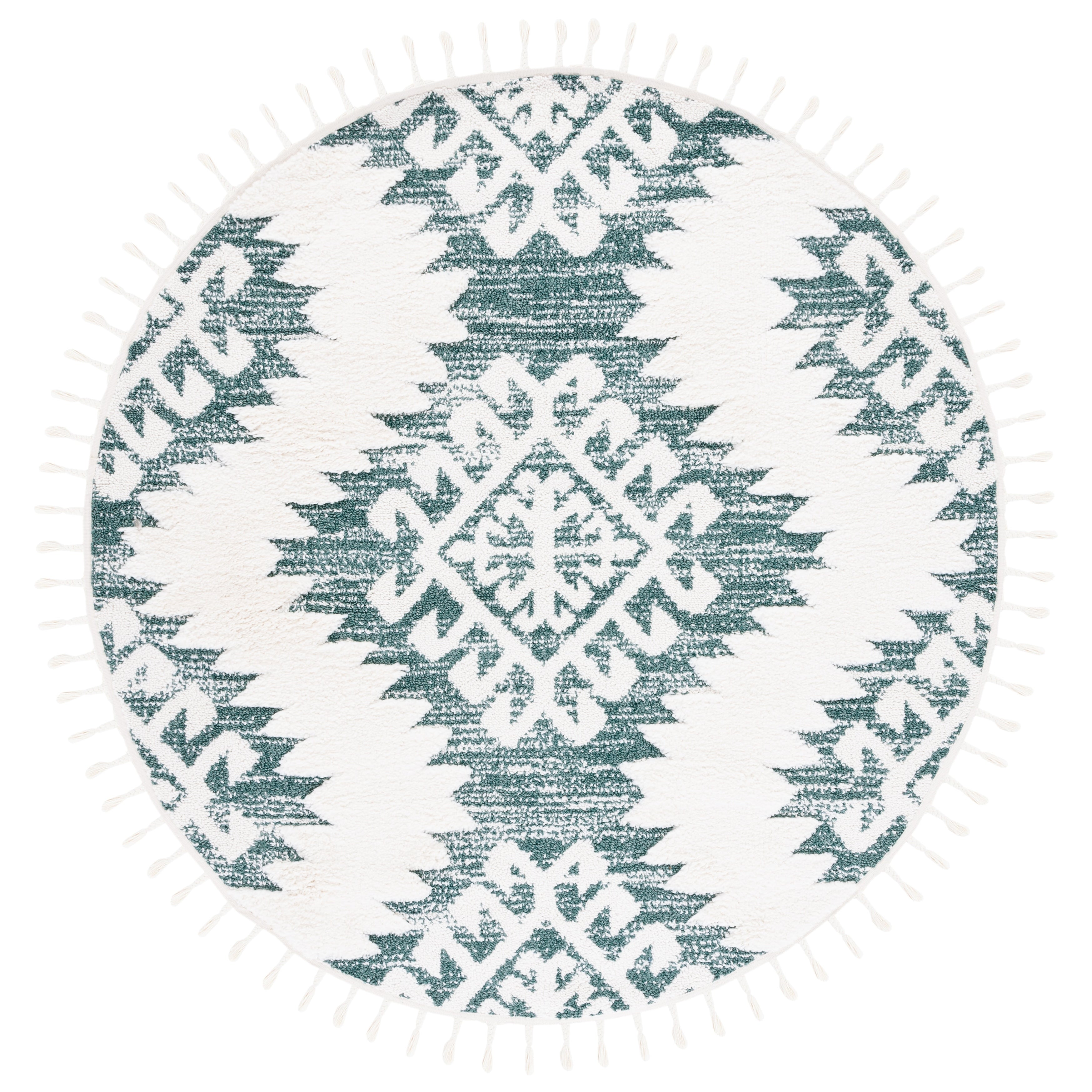 SAFAVIEH Tapis à poils longs marocains à pampilles Berneice Boho Tribal 2 pouces d'épaisseur