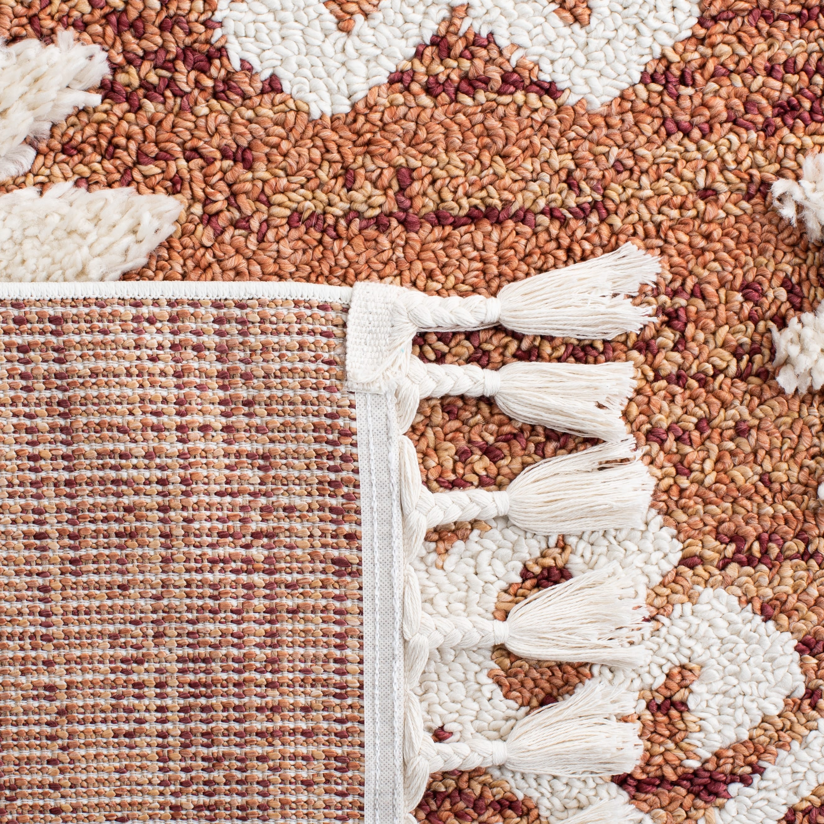 SAFAVIEH Tapis à poils longs marocains à pampilles Berneice Boho Tribal 2 pouces d'épaisseur