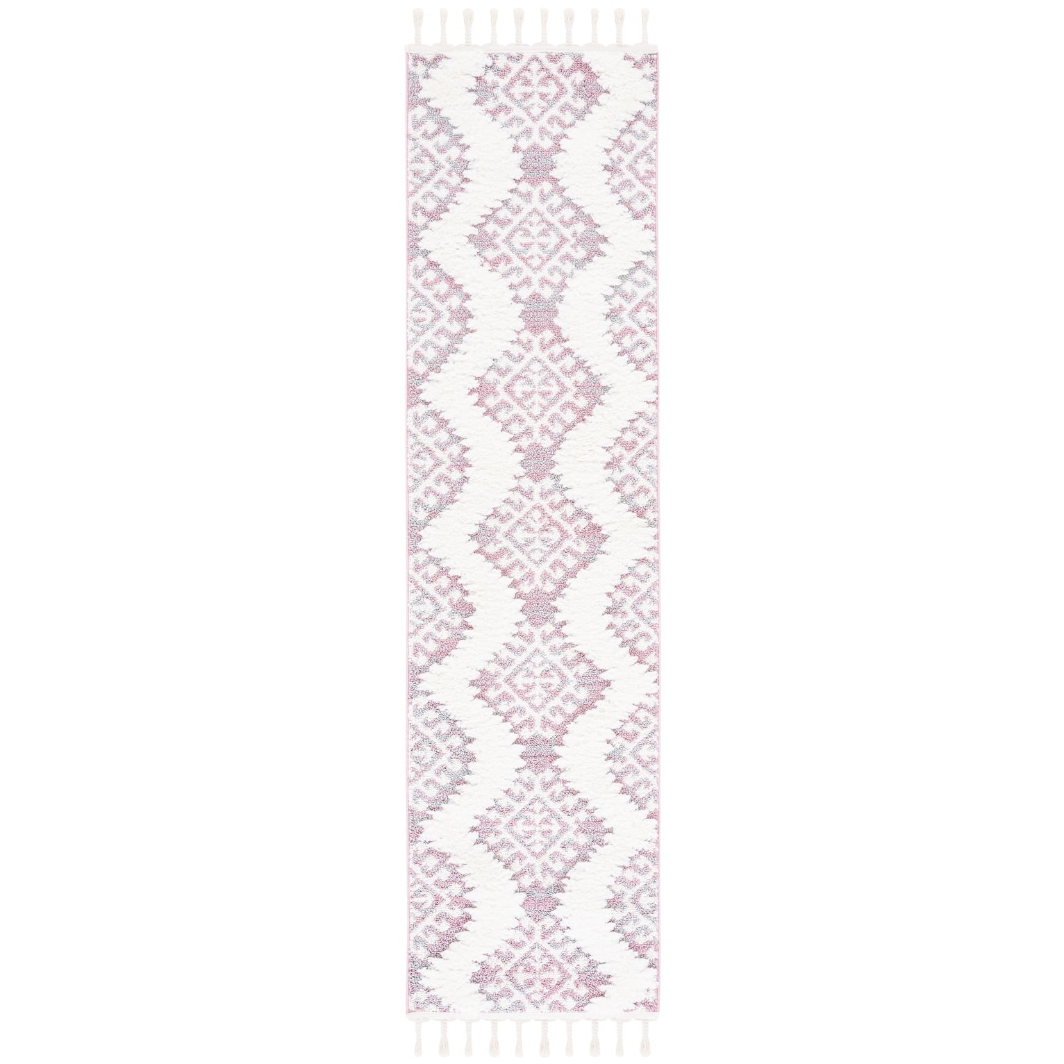 SAFAVIEH Tapis à poils longs marocains à pampilles Berneice Boho Tribal 2 pouces d'épaisseur