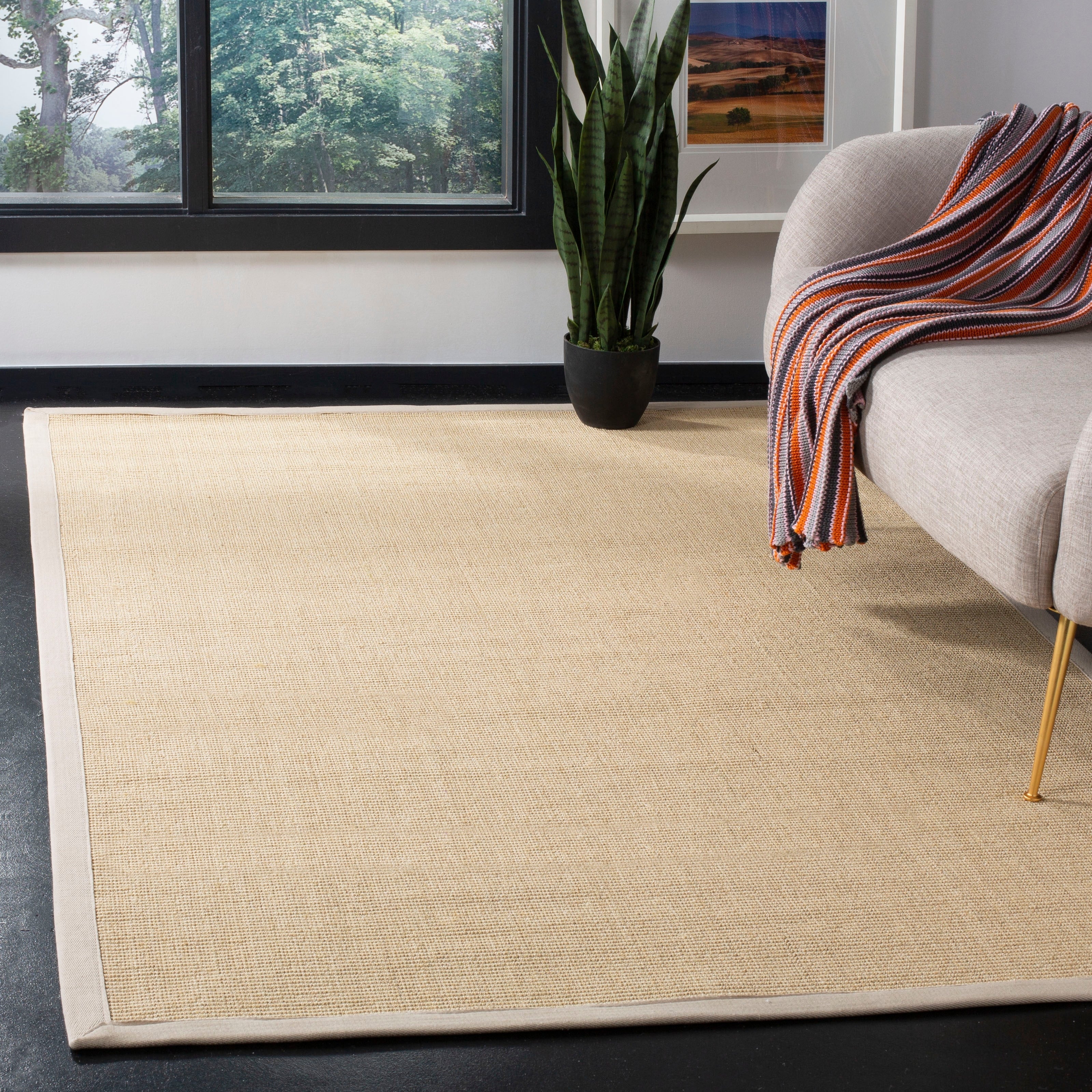 Tapis en sisal à bordure décontractée en fibre naturelle SAFAVIEH Alleen