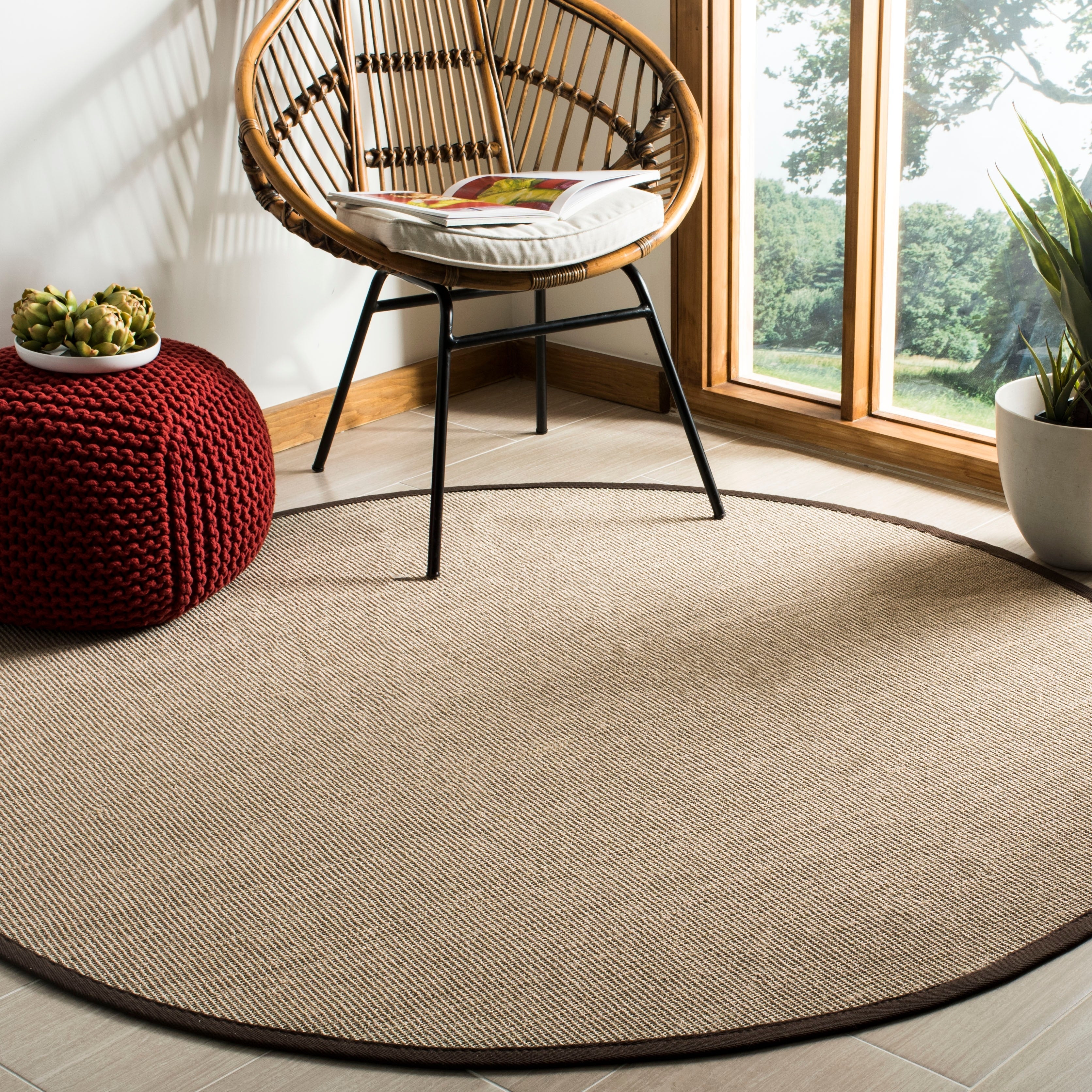 Tapis en sisal à bordure décontractée en fibre naturelle SAFAVIEH Alleen