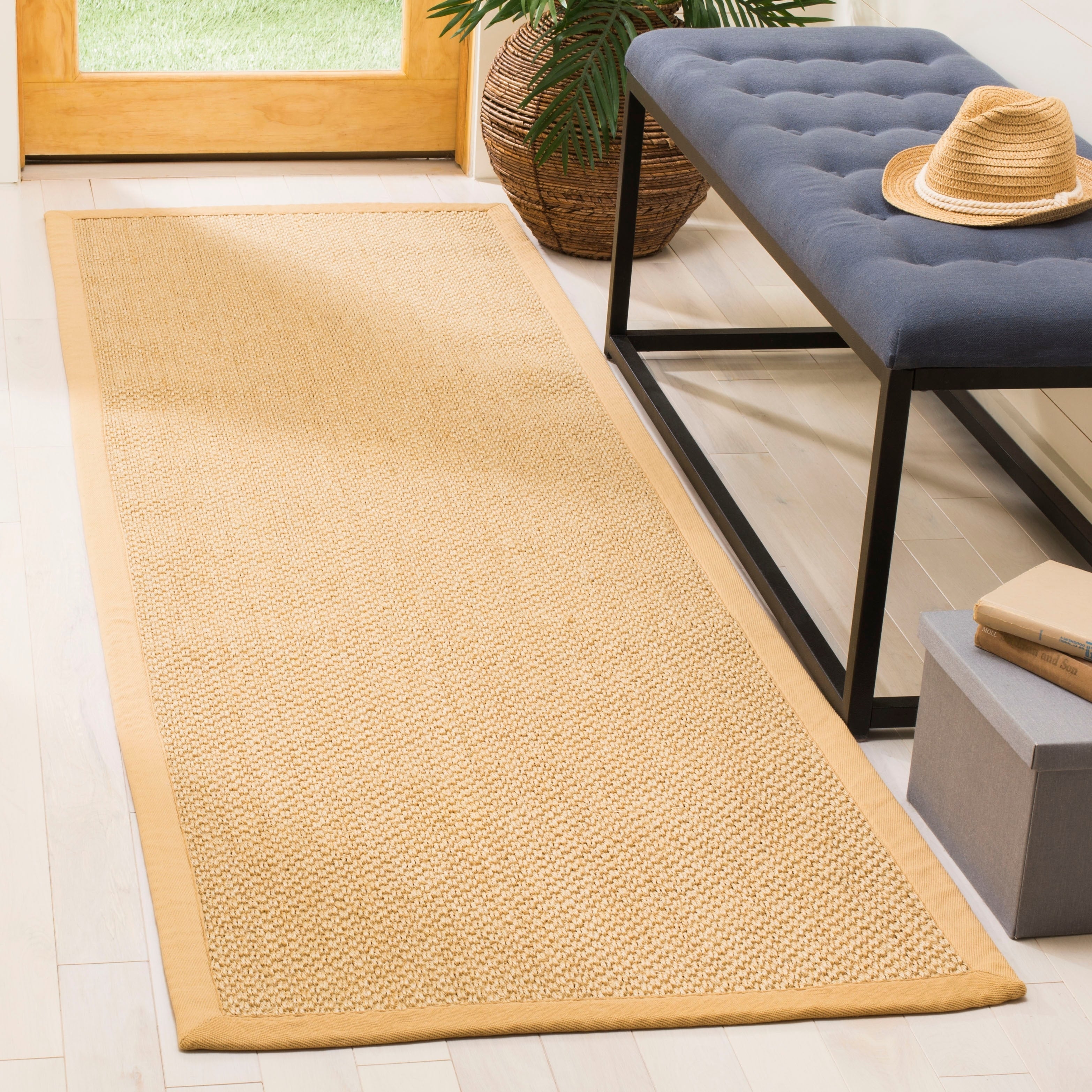 Tapis à bordure en sisal Elmyra en fibre naturelle SAFAVIEH