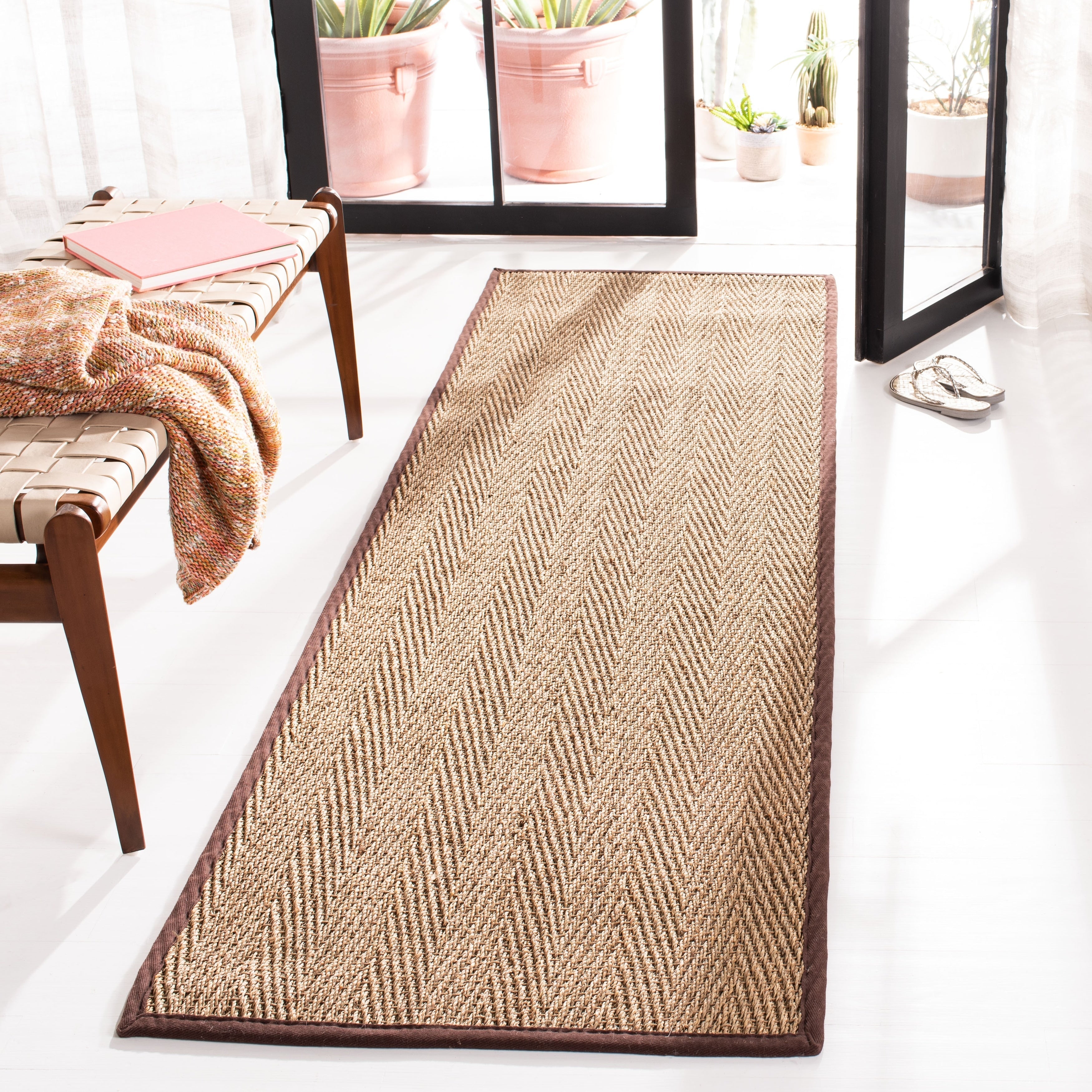 Tapis en jonc de mer à chevrons et à motif Trilby en fibres naturelles SAFAVIEH