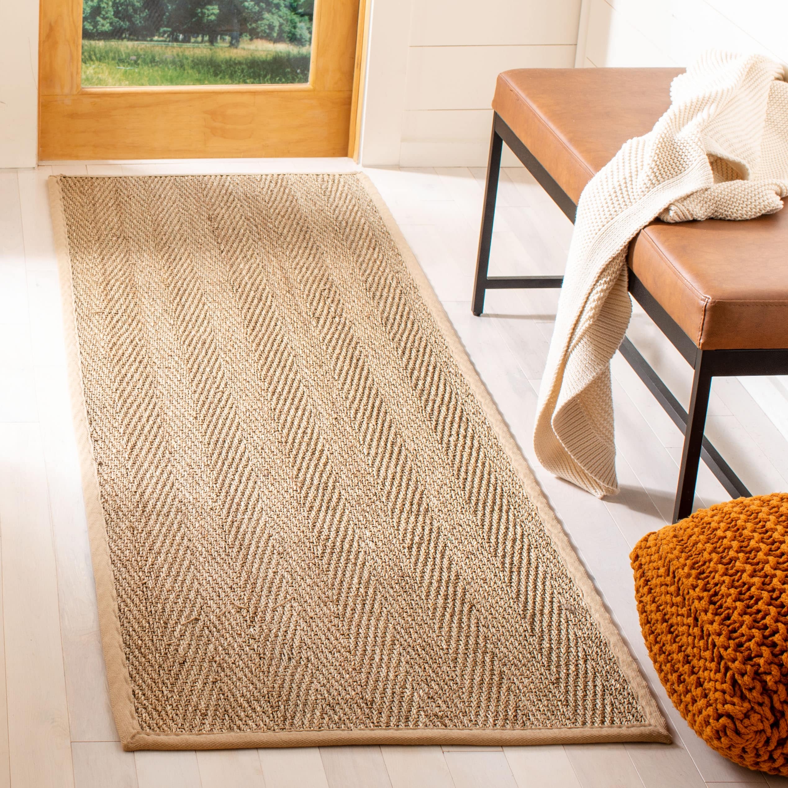 Tapis en jonc de mer à chevrons et à motif Trilby en fibres naturelles SAFAVIEH