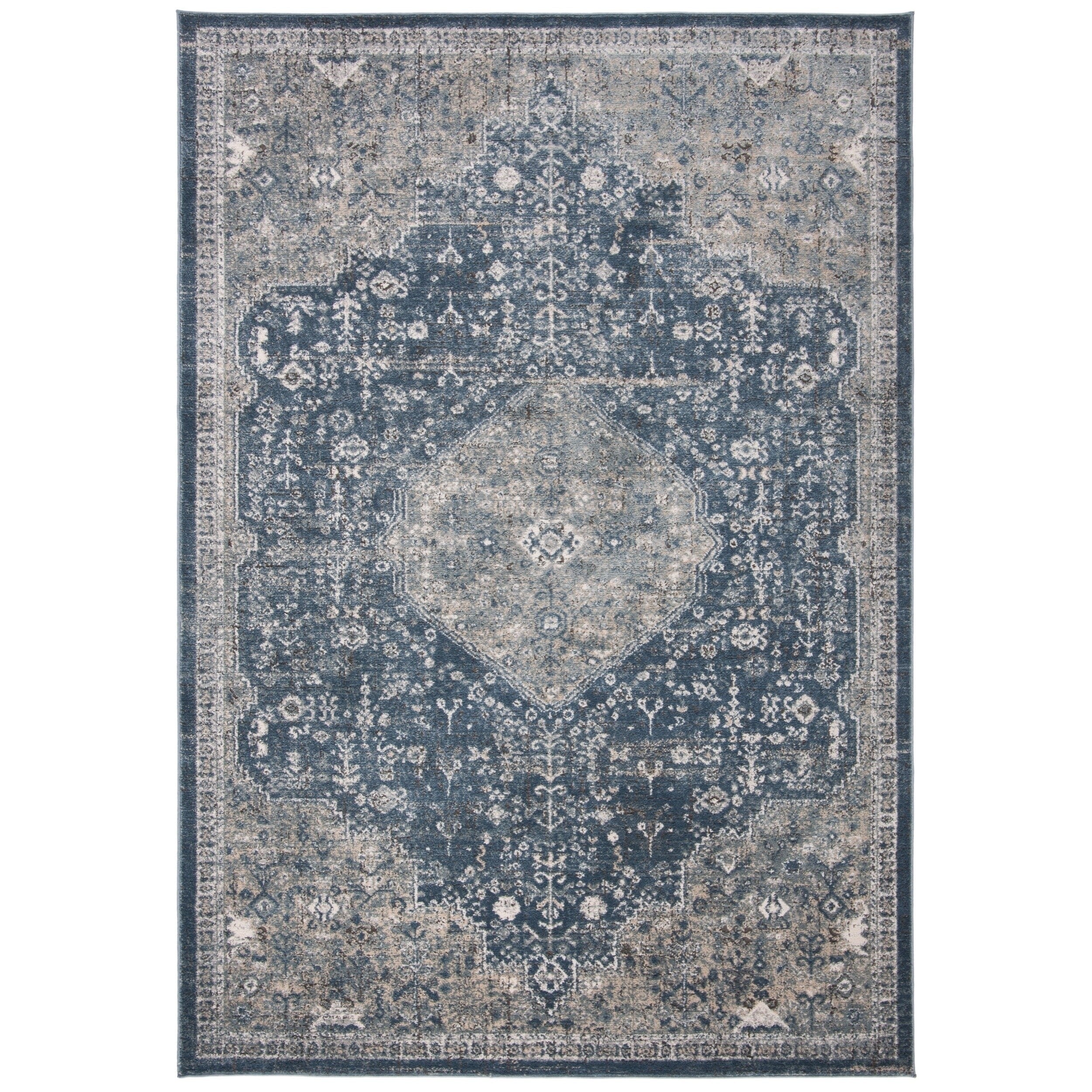 Tapis oriental traditionnel SAFAVIEH Oregon Hildegarde bleu marine/ivoire